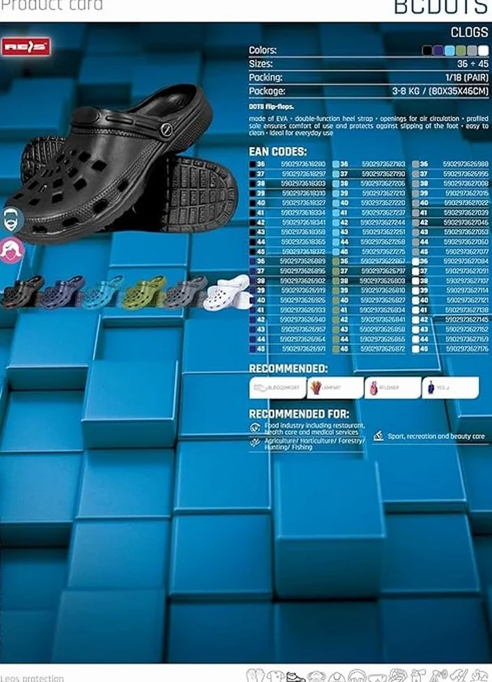 REIS BCDOTS Klapki Robocze Ochronne Szary Rozmiar 45