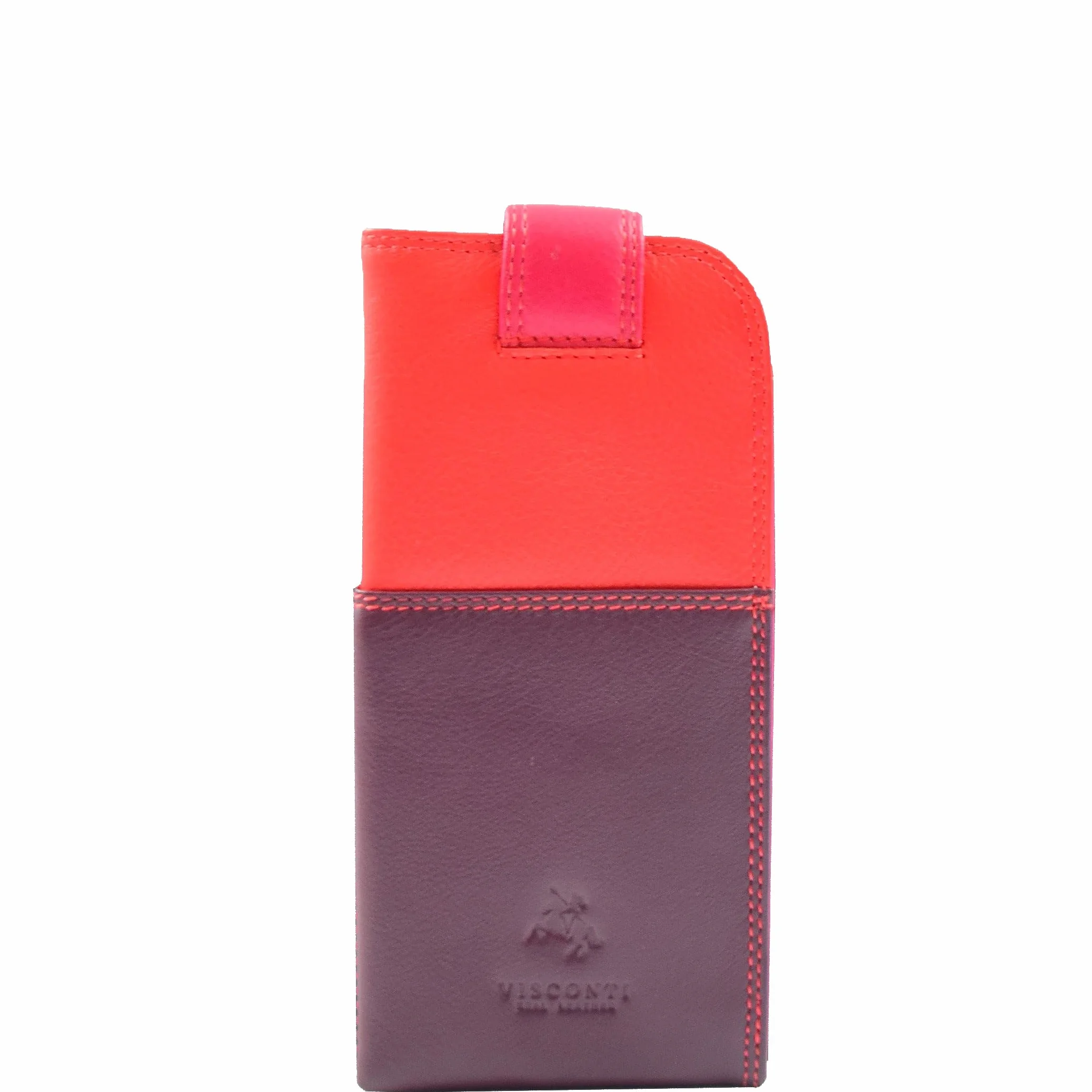 DR658 Stylowe etui na okulary z prawdziwej skóry Plum Multi, Śliwka Multi, S