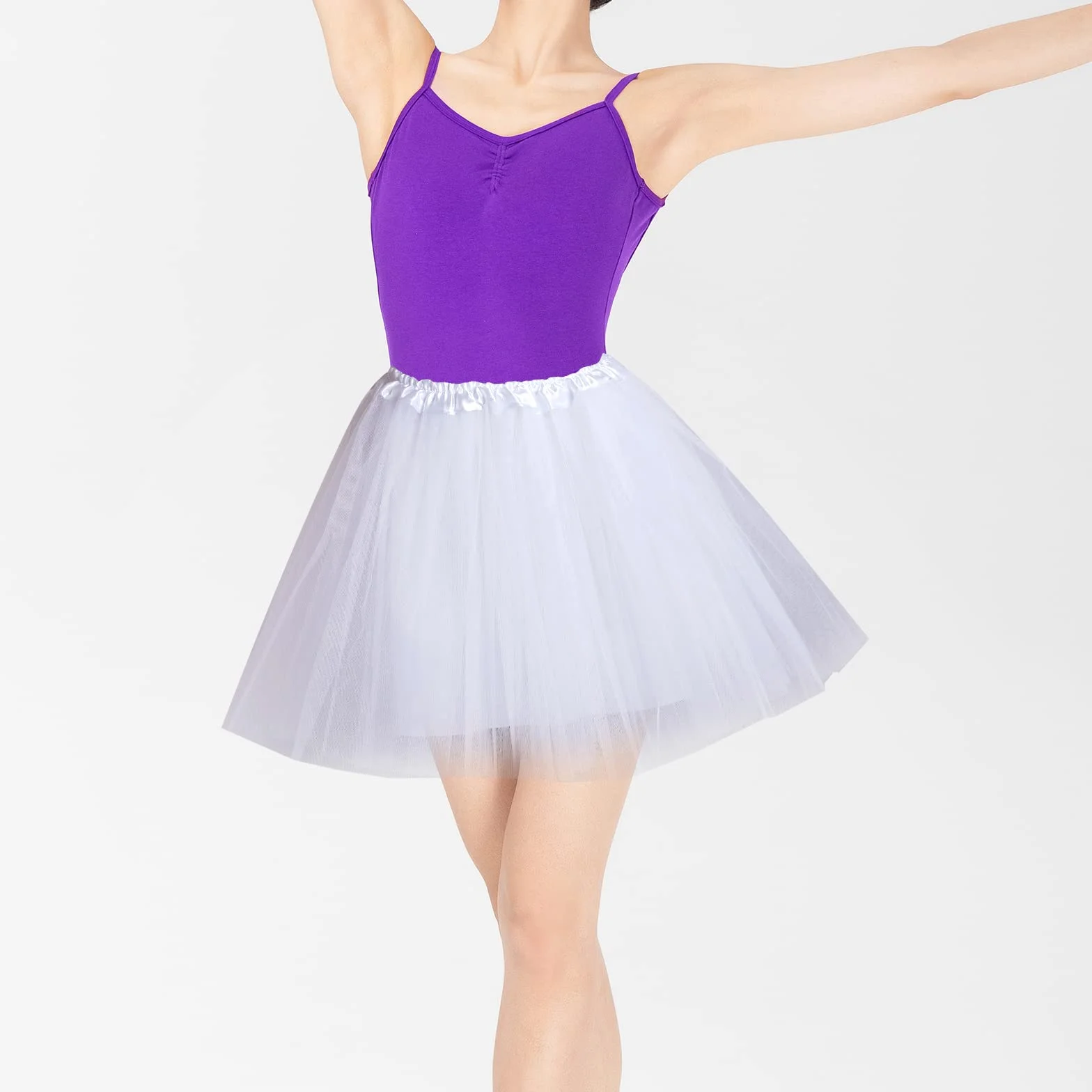 Damska spódnica tutu mini - rozciągliwa mini spódniczka skater dla dorosłych - spódnica baletowa z tiulu na imprezę, kostiumy i taniec - biała