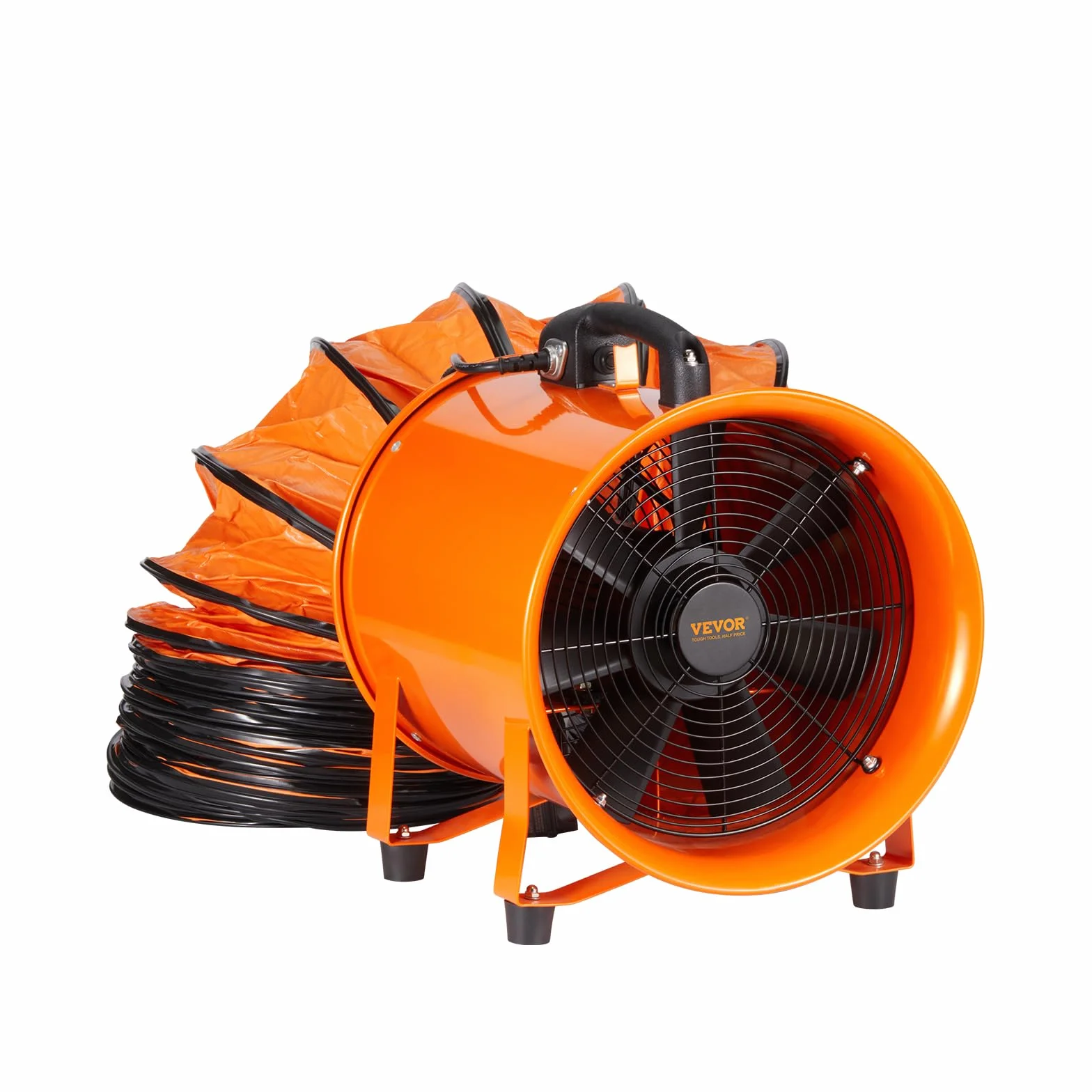 EVOR wentylator budowlany 195 W AC 2900 obr./min, 504 l/s (1070 CFM), wentylator osiowy z wężem 5 m, dmuchawa osiowa, poziom hałasu 79 dB
