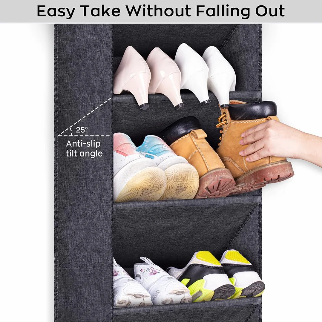 SLEEPING LAMB Stojak na buty wiszący organizer z dużą kieszenią czarny