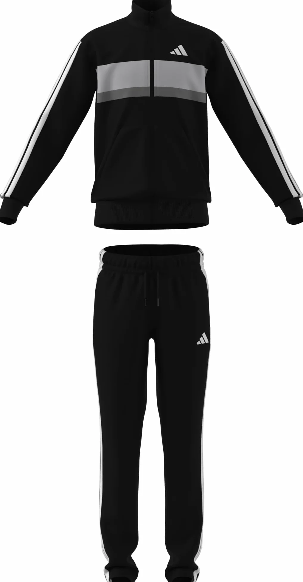adidas Uniseks - dzieci Seasonal Essentials Tiberio 3 Stripes Tricot Track Suit, Black/White/Grey Two, 9-10 Years