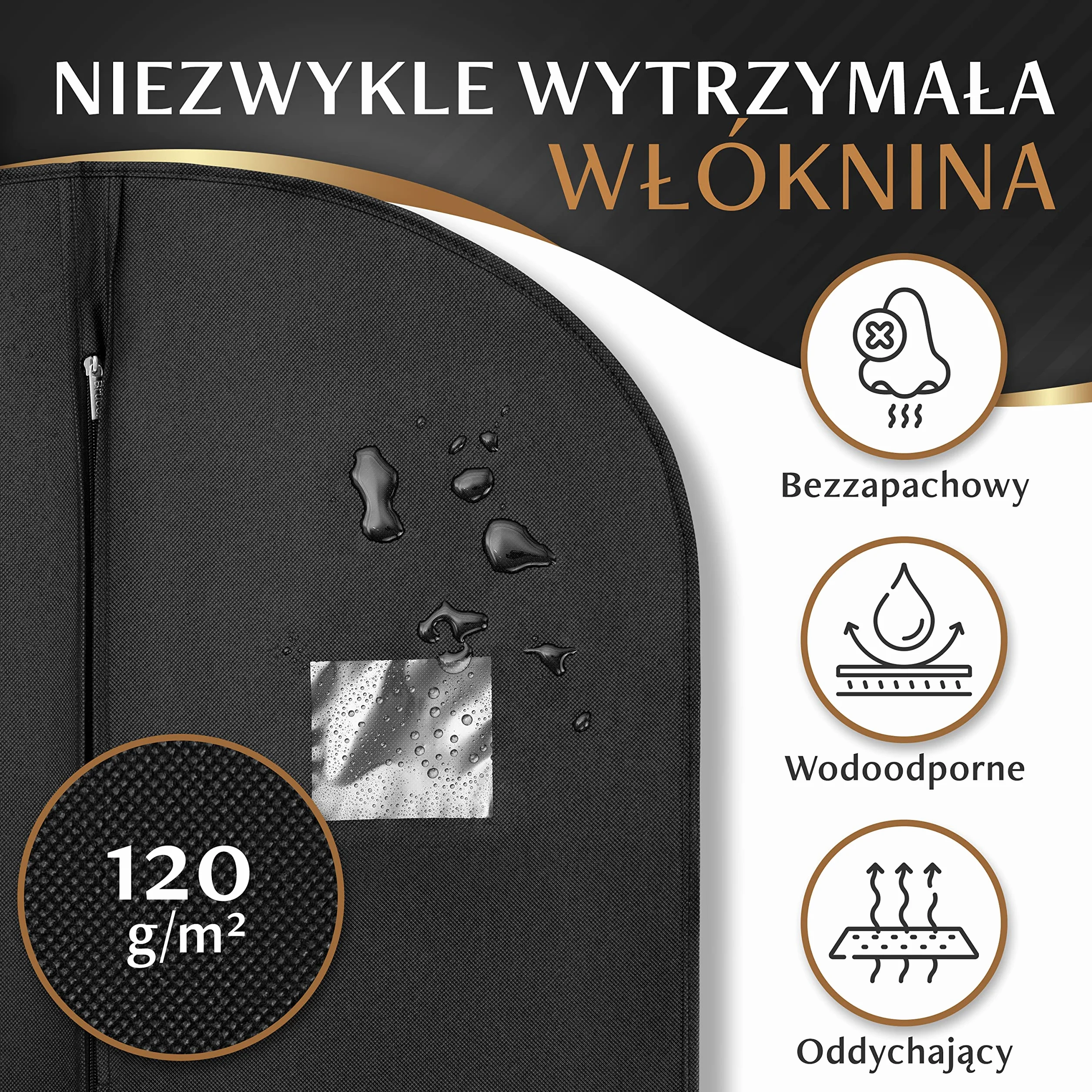 Bruce Premium worek na ubrania 100x60cm pokrowiec na garnitury marynarki sukienki podróżny