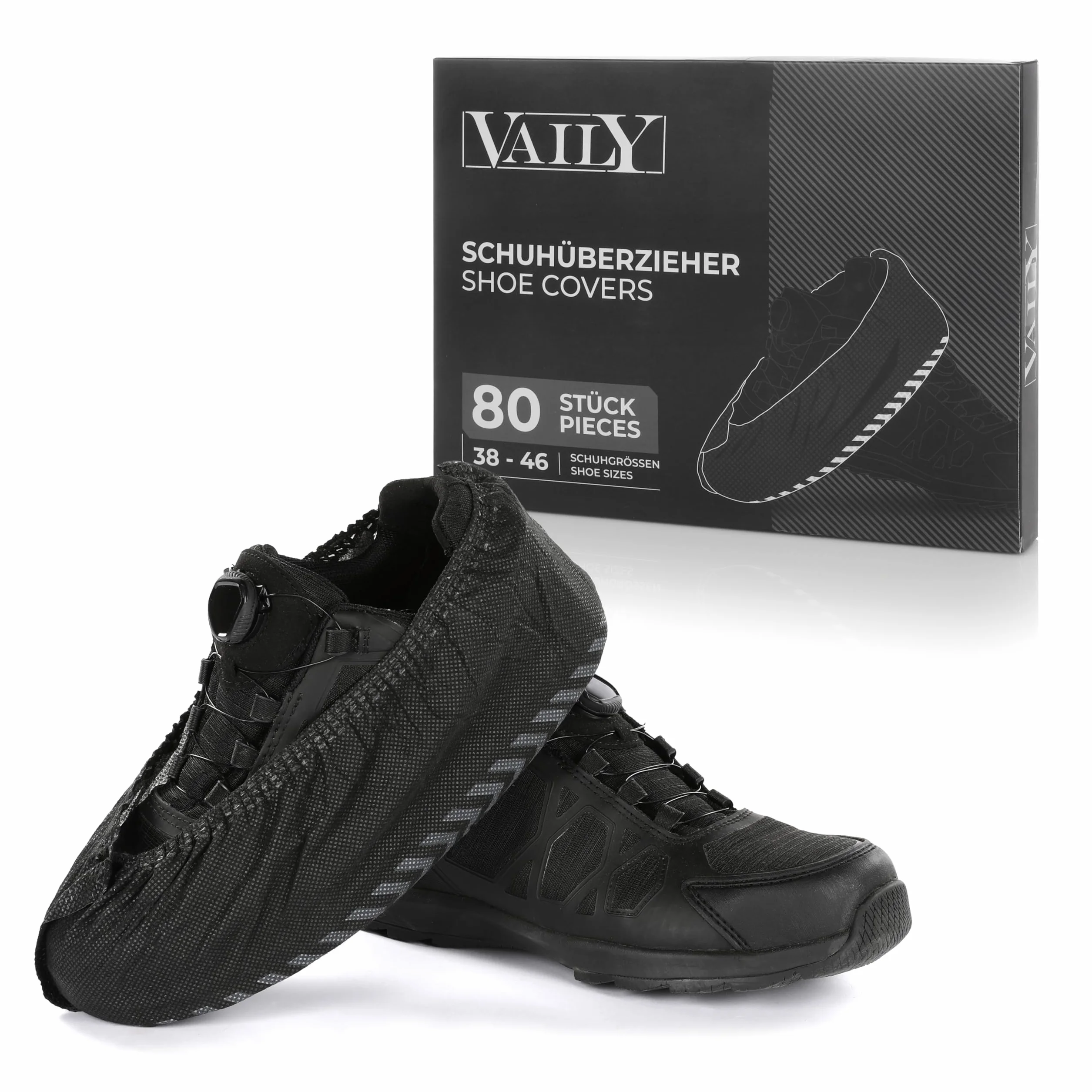 Vaily Nakładki na buty, czarne, 80 sztuk (40 par), wytrzymałe i antypoślizgowe ochraniacze na buty