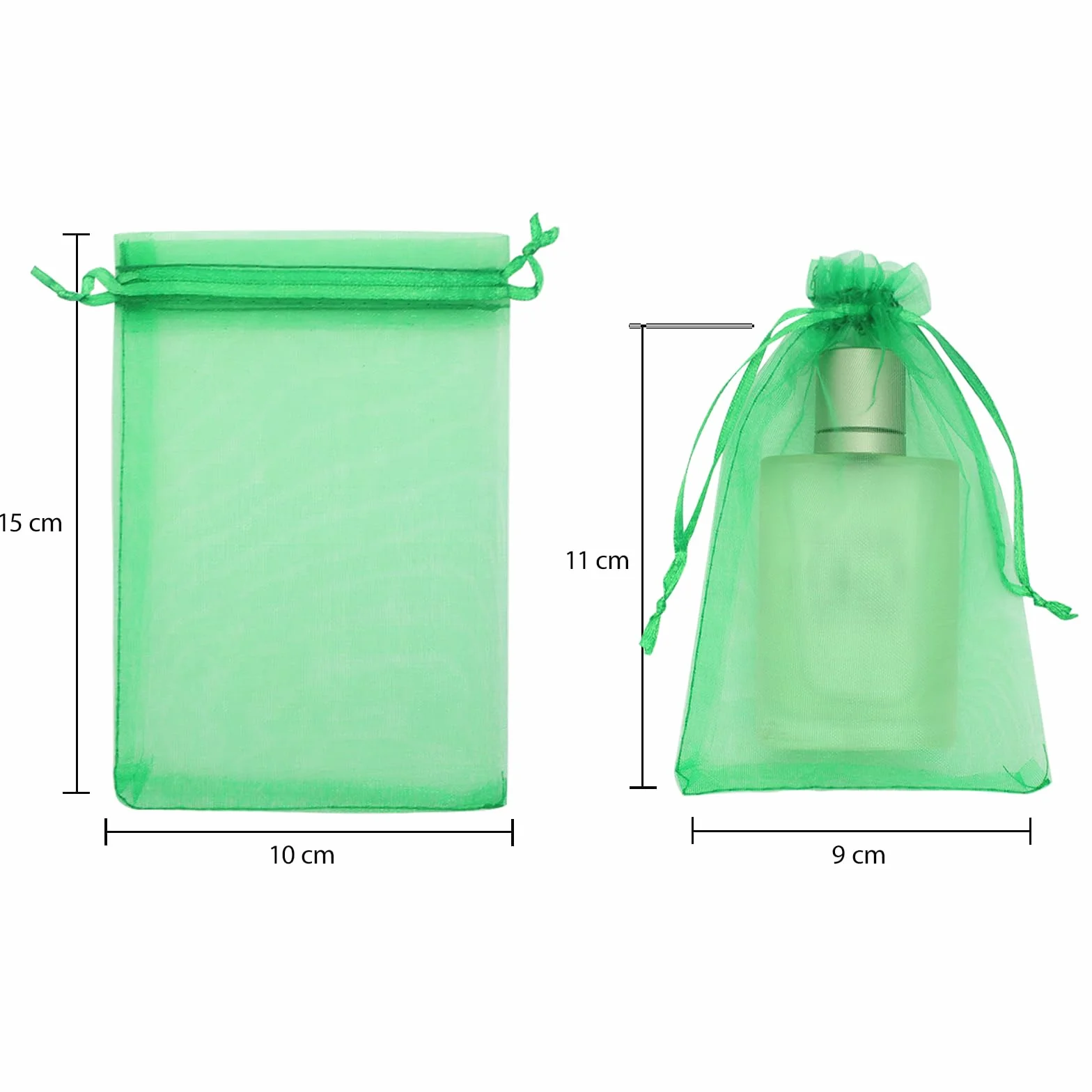 100 szt., 10 x 15 cm, ciemnozielone torebki z organzy, prezent, biżuteria, cukierki i upominki ślubne, ze sznurkiem, na ślub, urodziny, Boże Narodzenie, rocznicę