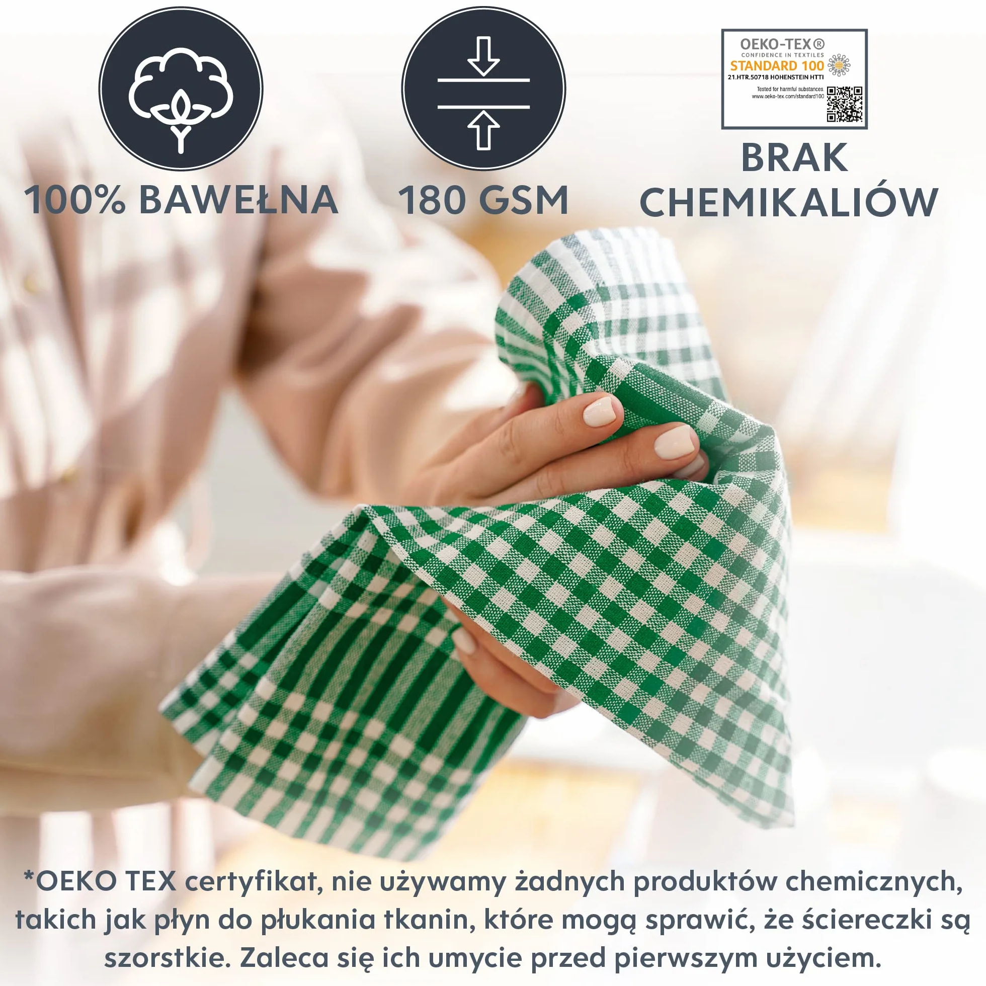Twinzee - Zestaw 10 ściereczek do naczyń - 100% bawełna - 47 x 67 cm - wyjątkowo chłonne ściereczki kuchenne - do osuszania naczyń i rąk - zielone