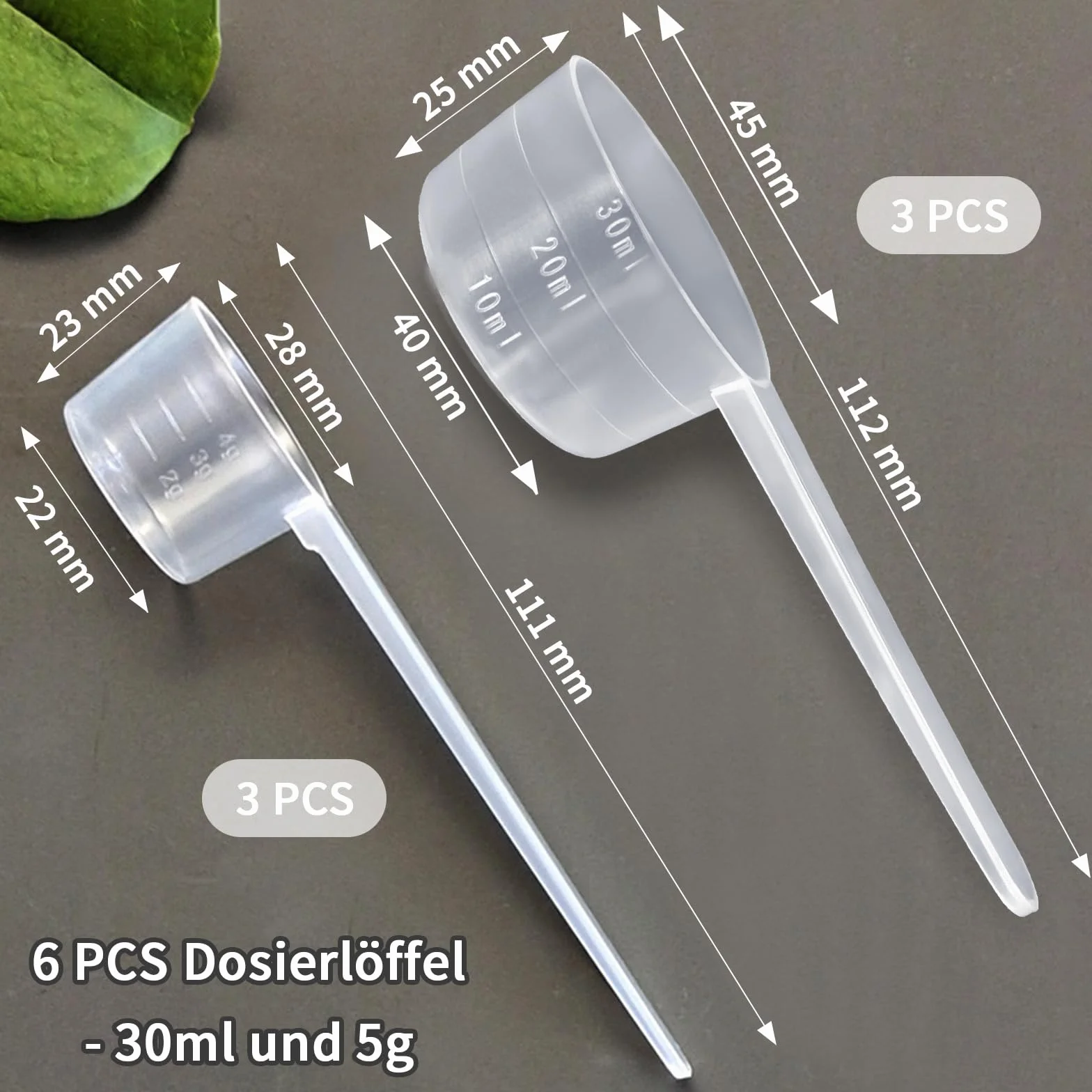 Łyżka pomiarowa 30 ml miarka gramowa 5 g 6 sztuk