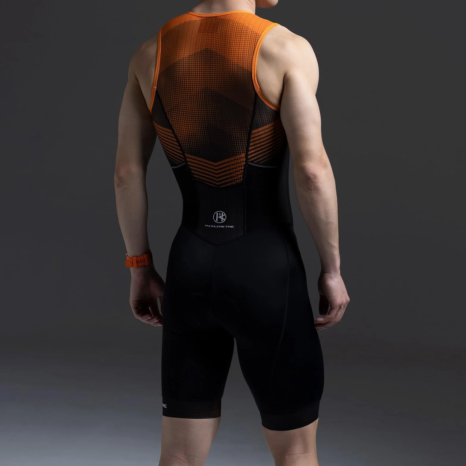 MY KILOMETRE Męski Kombinezon Triathlonowy Bez Rękawów – Jednoczęściowy Trisuit Oddychający i Szybkoschnący z Tylną Kieszenią