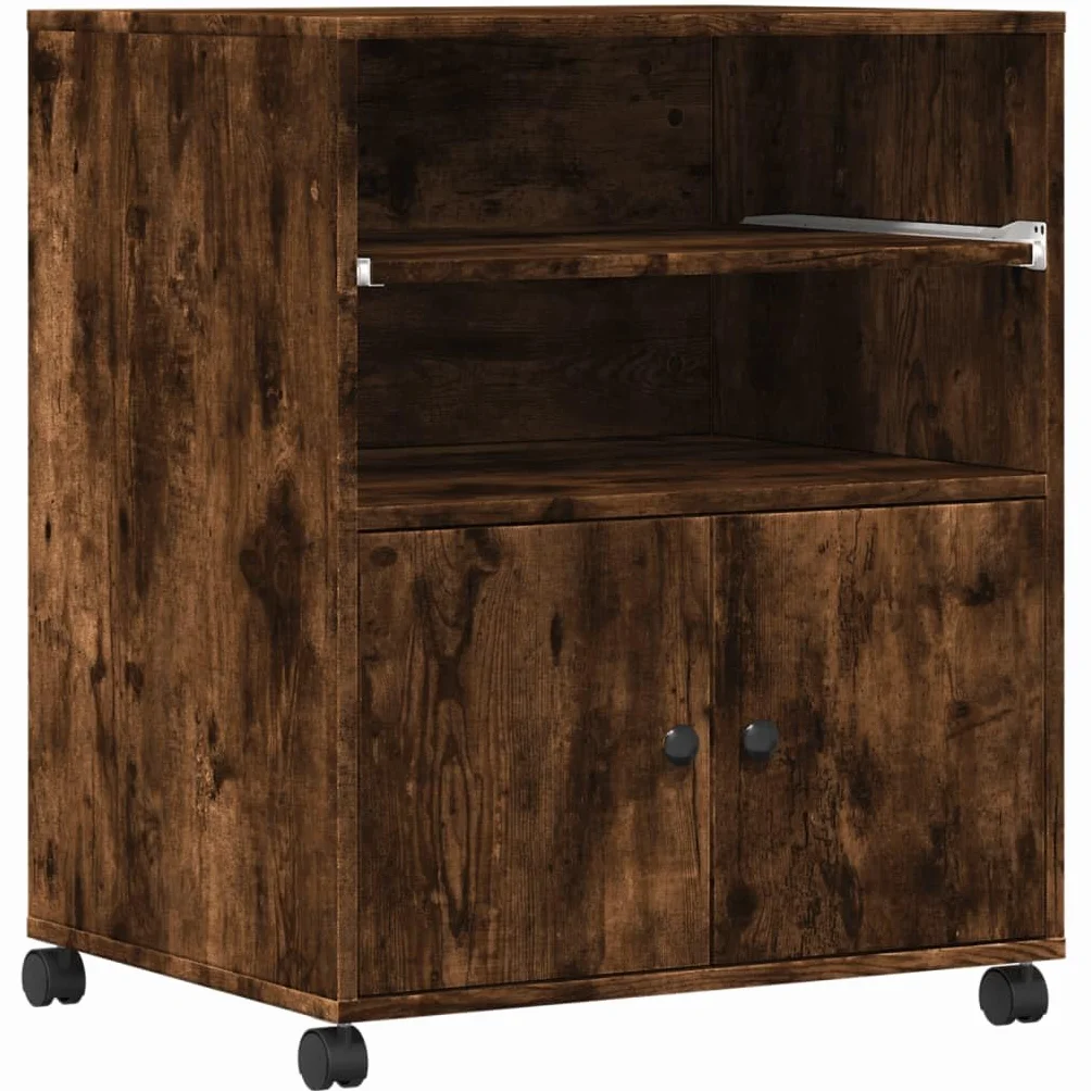 vidaXL Szafka pod drukarkę z kółkami 60x48x74 cm przydymiony dąb