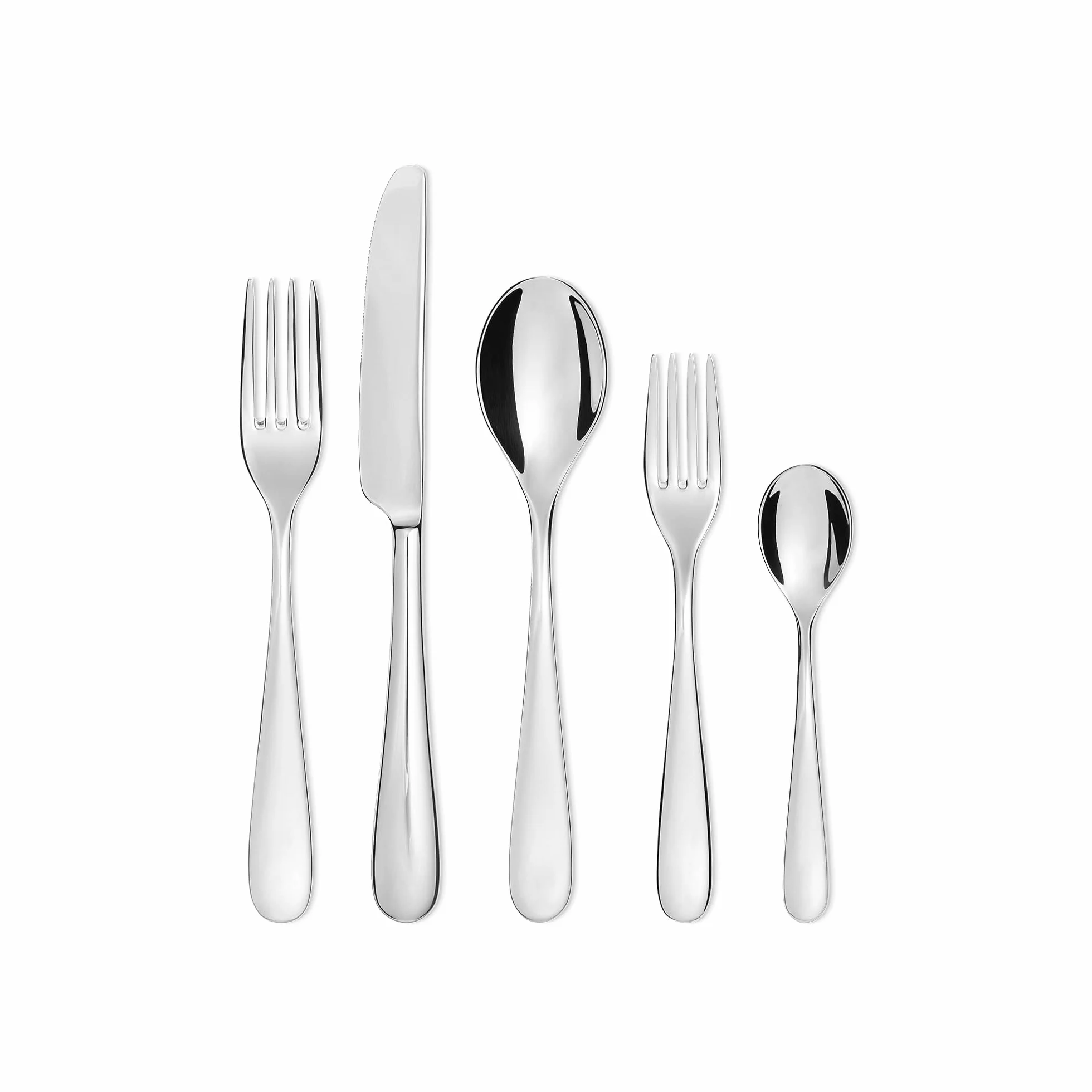 Alessi Nuovo Milano Łyżka do herbaty, zestaw 6 sztuk, (5180/7), srebrna