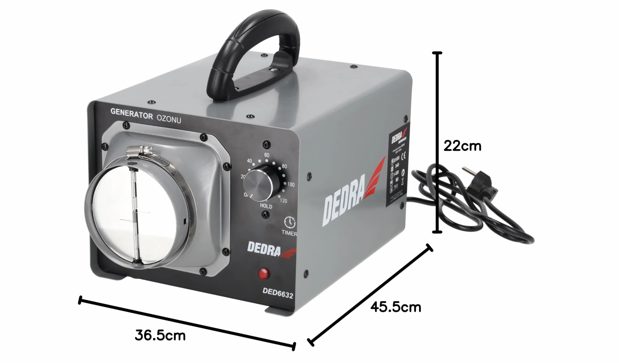 Dedra DED6632 generator ozonu 120 W 340 m³/h zegar 1–120 min