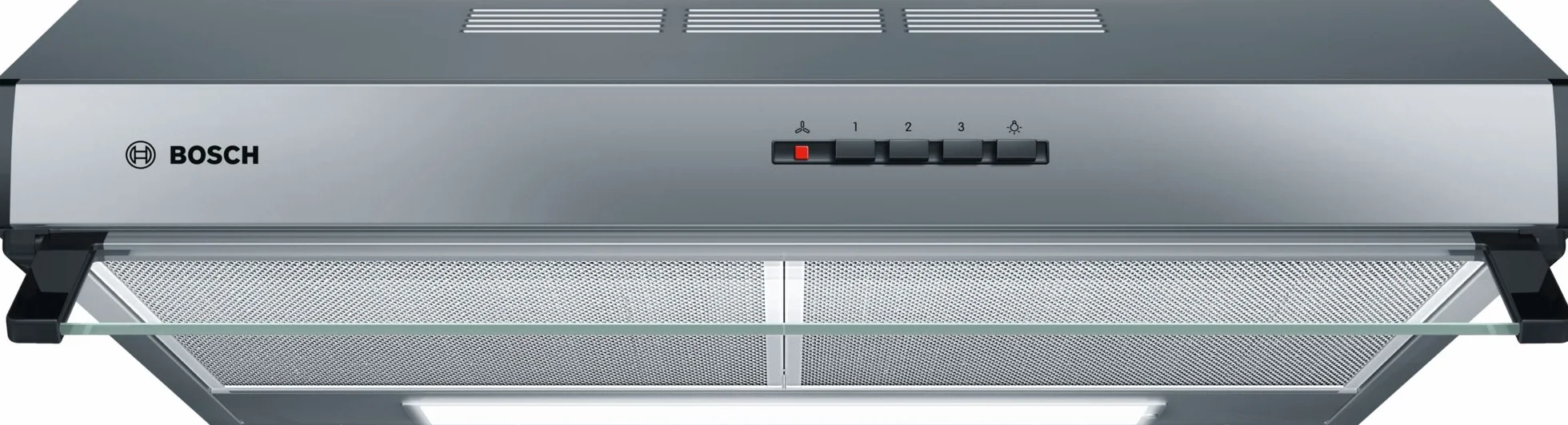 Bosch DUL63CC50 okap kuchenny z serii 4 podtynkowy, 1 silnik i 3 prędkości ssania, oświetlenie LED, 60 cm, 146 W, stal nierdzewna