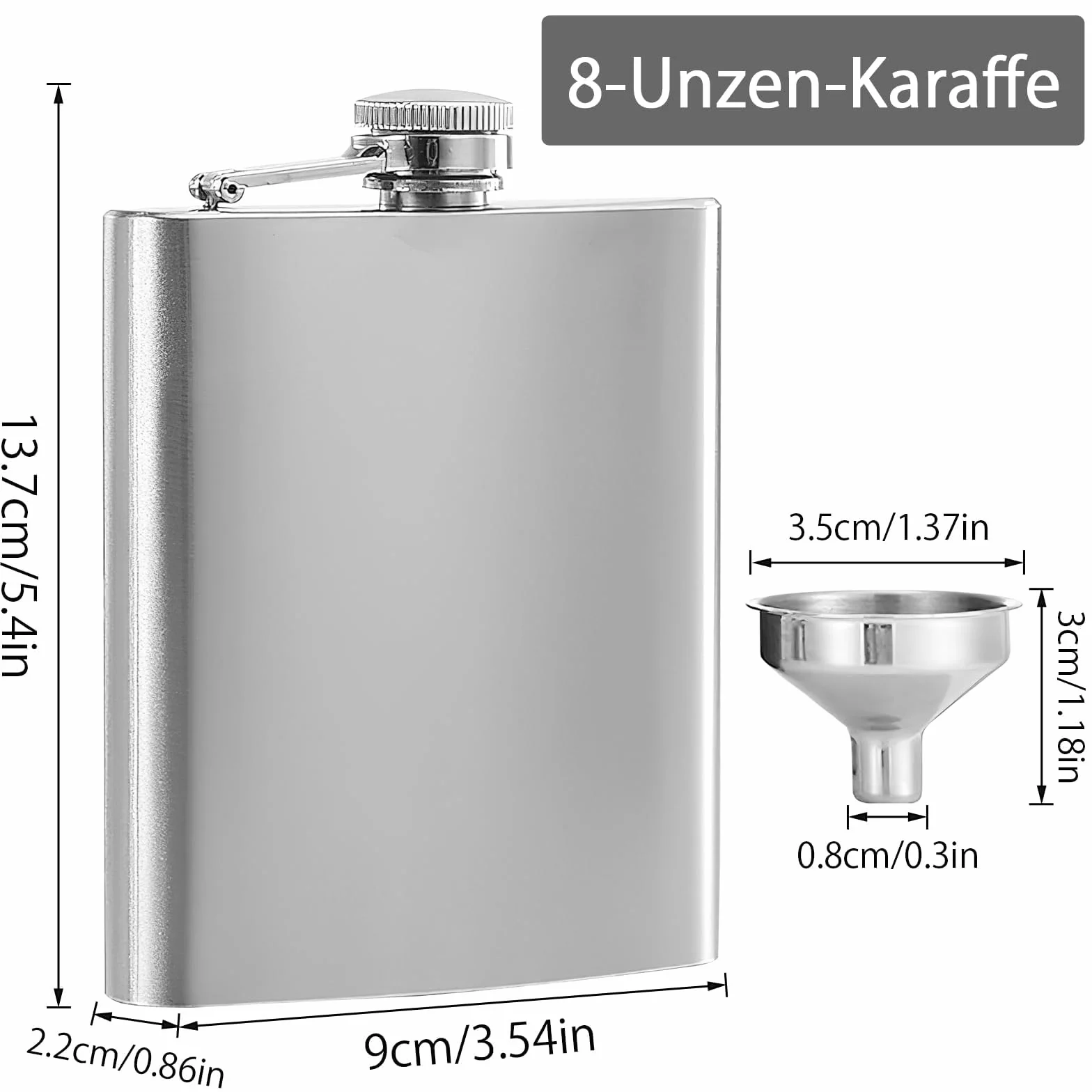 Piersiówka ze stali nierdzewnej 304 8 oz zestaw lejków szczelna srebrna