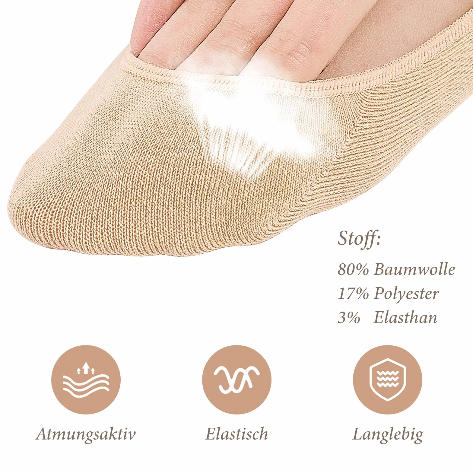 Niofind Damskie skarpety balerinowe, oddychające, niewidoczne skarpety do sneakersów, antypoślizgowe, z silikonową podkładką, bawełniane, krótkie, rozmiar 35-38, 39-42