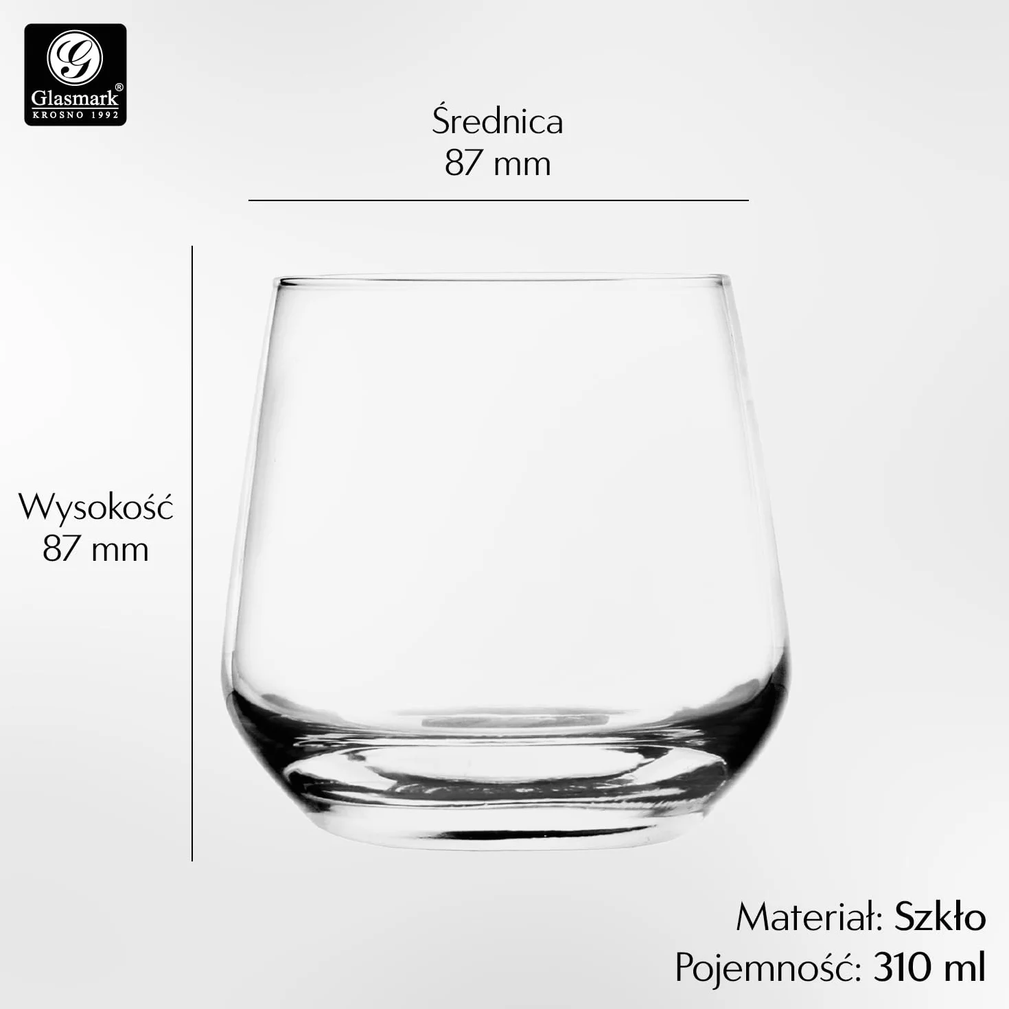 Glasmark Krosno Zestaw Szklanek 0,31 Litra Szklanki Do Whisky Napojów Szklanki Do Koktajli Drinków Szklanki Do Picia Szklanki do Wody Szklanki Do Soków 6 x 310 ML