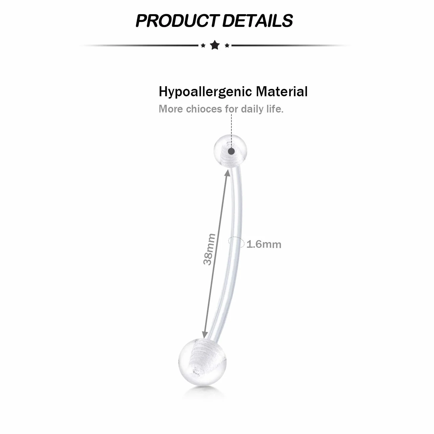 14G Pierścienie ciążowe do piercingu do pępka i ciąży, przezroczyste, tworzywo sztuczne, bioflex elastyczne, pierścienie do piercingu, pępka, brzuch, pasek 1 i 1/2" (38 mm), regulowana długość, 5