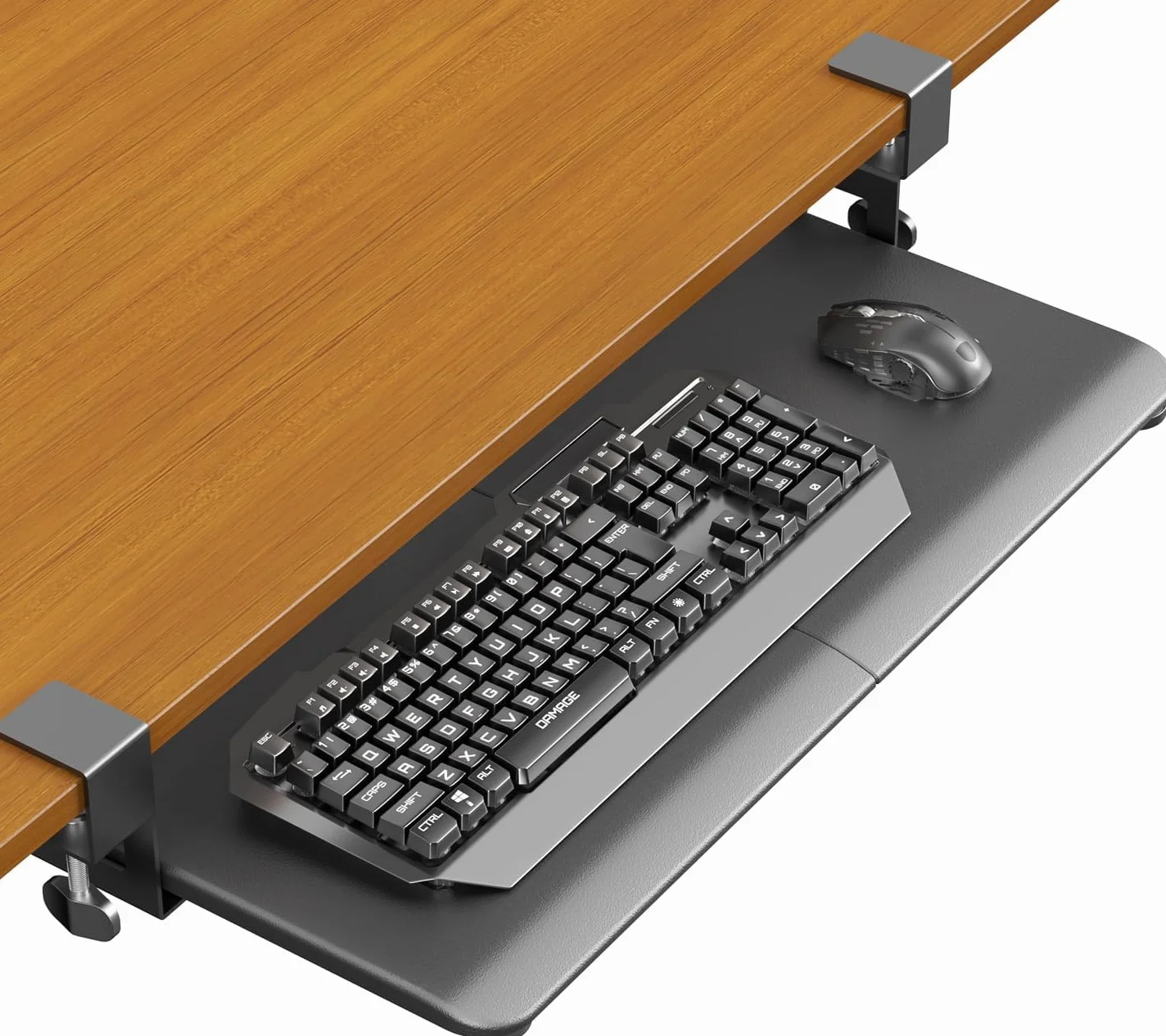 ERGOMAKER Półka na klawiaturę z uchwytem zaciskowym C, ergonomiczna, czarna