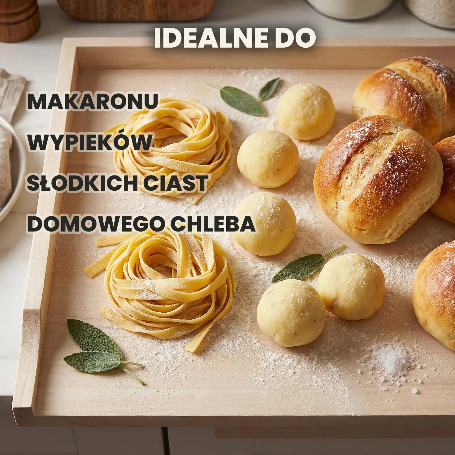 Duża solidna stolnica drewniana 50x63 z rantem - stolnica z nielakierowanego drewna do łatwego wyrabiania ciasta, utrzymania czystości w kuchni, odporna na nacisk i pęknięcia