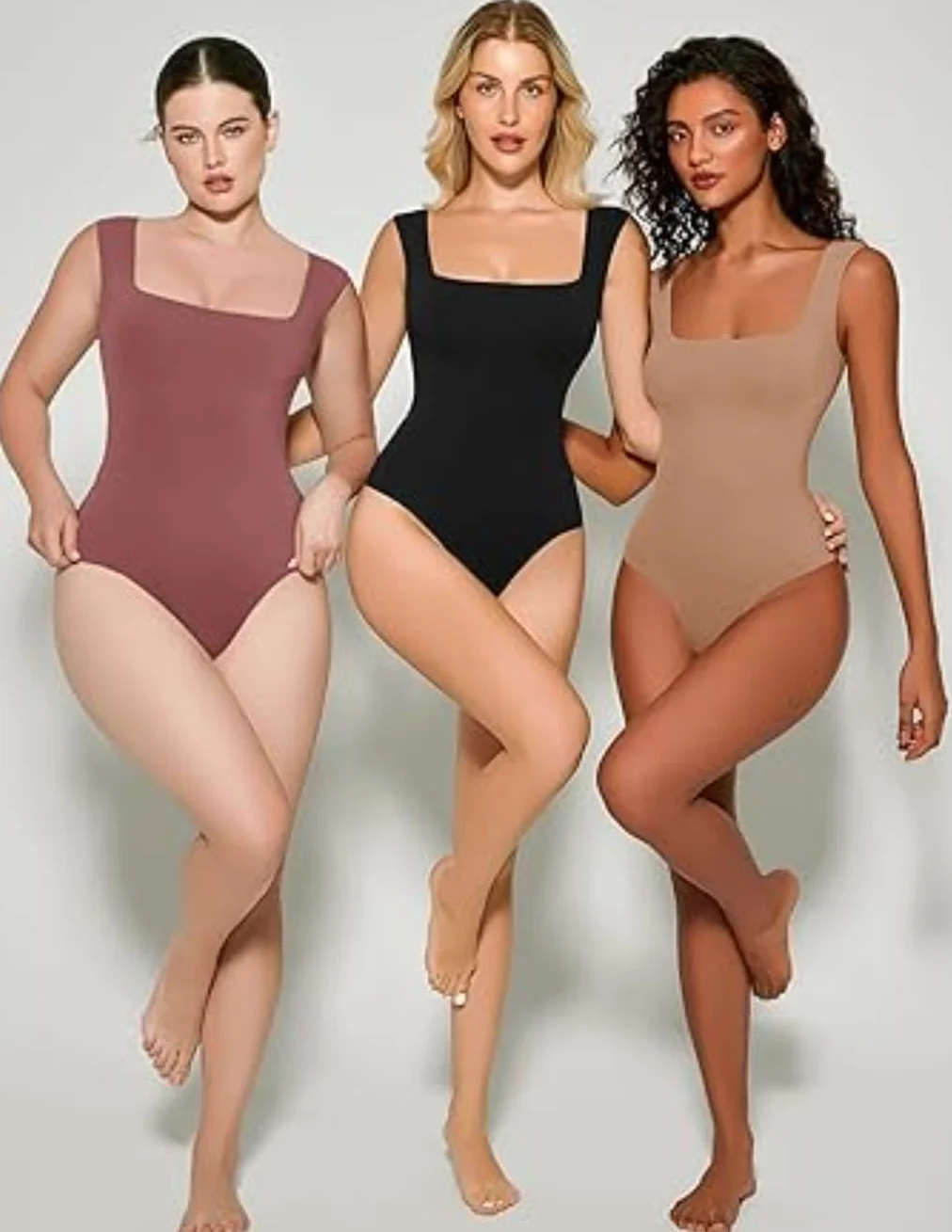 Avidlove Damskie body z kwadratowym dekoltem podwójna podszewka kamizelka styl body miękkie