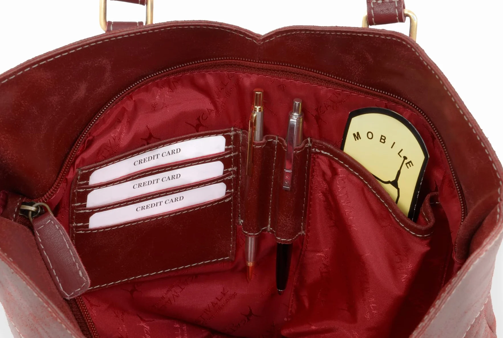 Catwalk Collection Handbags - Damska Duża Torba Typu Tote - Torebka Rozkloszowana na Ramię - Postarzana Skóra - Abigail