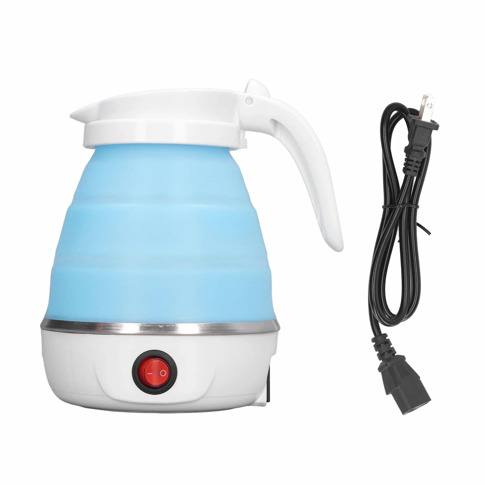 Składany czajnik elektryczny, 0,6 l, 400 W, wtyczka amerykańska, 110 V, wąska, składana konstrukcja do podróży, przenośny czajnik na gorącą wodę (niebieski) (Color : Blue)