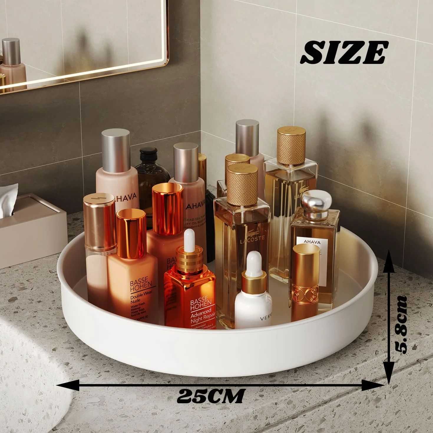 Lazy Susan gramofon, stojak do przechowywania w kuchni, obrotowy stojak na przyprawy, organizer na przyprawy ze stali nierdzewnej, przechowywanie i organizacja w kuchni (25 cm)