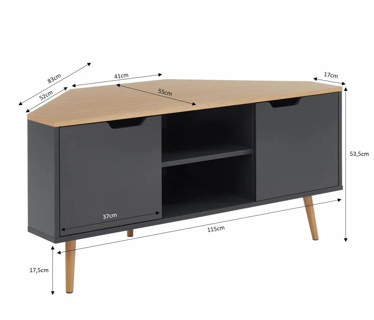 BAÏTA Szafka TV dąb antracyt 115 cm