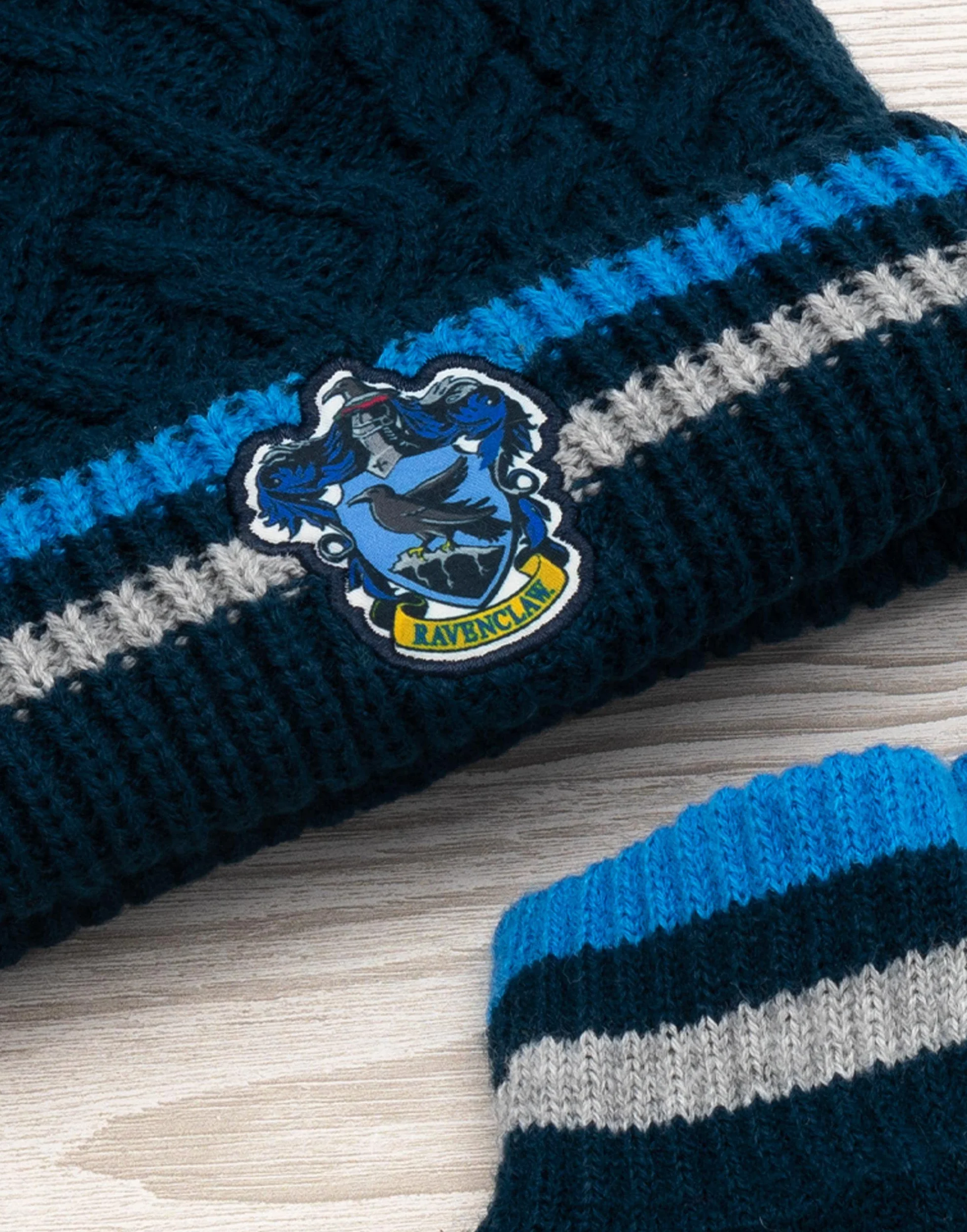 Harry Potter Zestaw czapek i rękawiczek dla dorosłych | mężczyźni kobiety Gryffindor Ravenclaw OR Slytherin Hufflepuff House Options dzianinowa czapka zimowa z pomponem | jeden rozmiar czapka zimowa