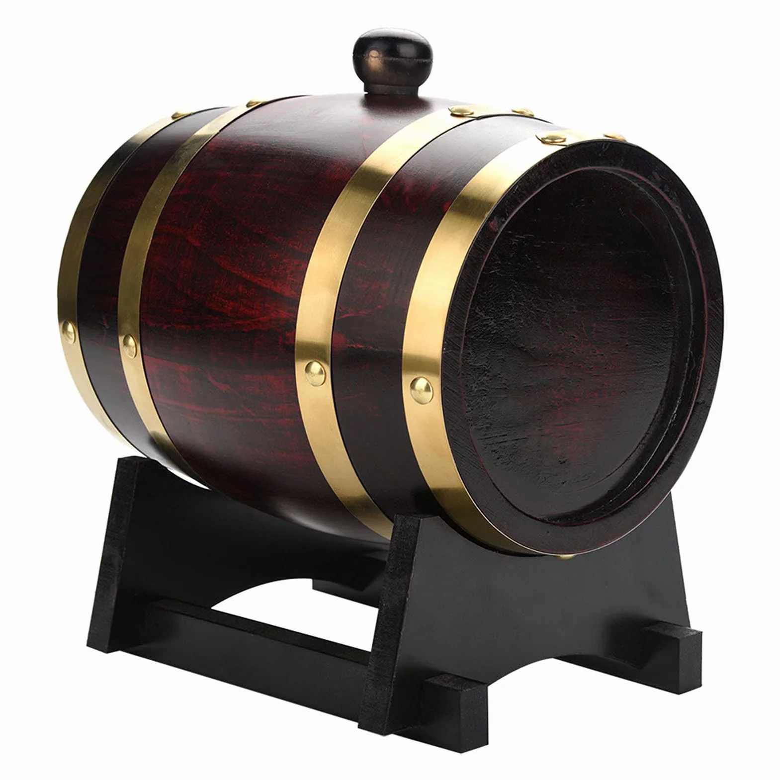 Greensen Dębowa beczka 1,5 l, drewniana beczka w stylu vintage, dozownik wina, spersonalizowana beczka na wino, do whisky, do domu, baru, na imprezę i bankiet, urodzinowy (1,5