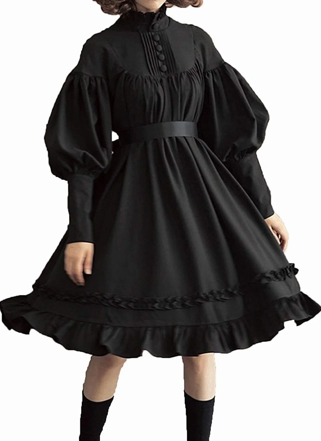 Cosplay Sukienka Lolita Japońskie Miękkie Czarne Sukienki Bawełniane Damskie Księżniczka Sukienka Kostium Dziewczęcy (Color : Black, Size : 3XL)