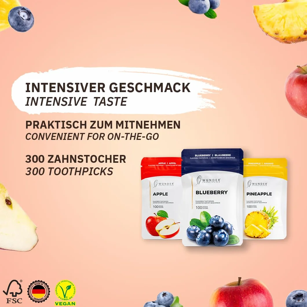 Wykałaczki Owocowe Fruit Pack - Zamiennik Gumy - Walka z Obgryzaniem Paznokci - Rzucanie Palenia