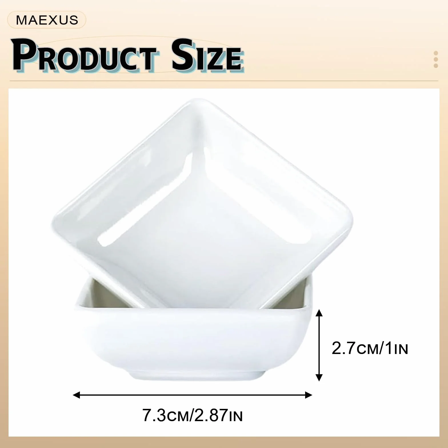 MAEXUS Miseczki do sosu sojowego 6 sztuk kwadratowe 7,3 x 2,7 cm zestaw do grilla sushi dipów