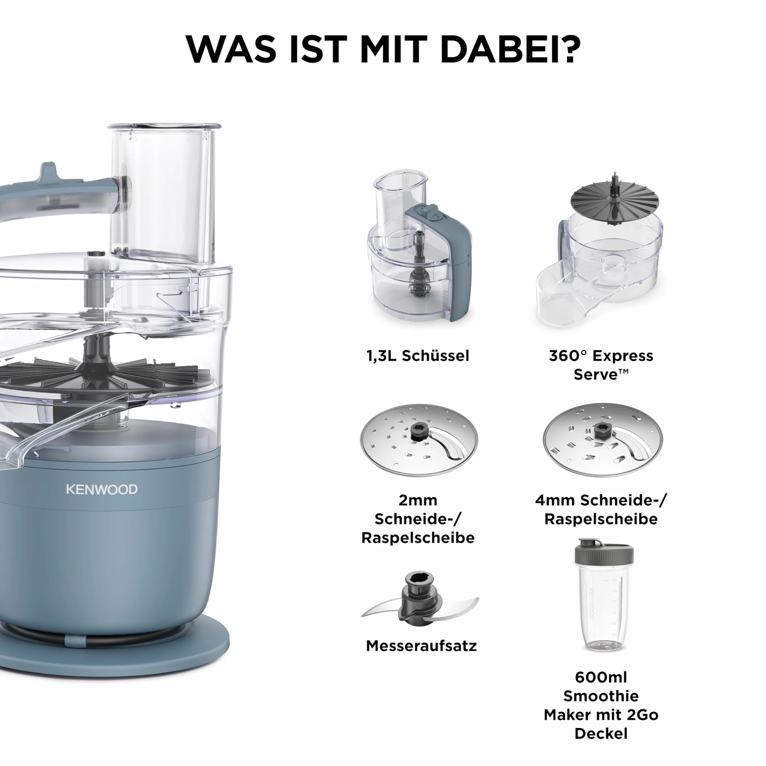 Kenwood MultiPro Compact robot kuchenny wielofunkcyjny stal nierdzewna 600 ml niebieski