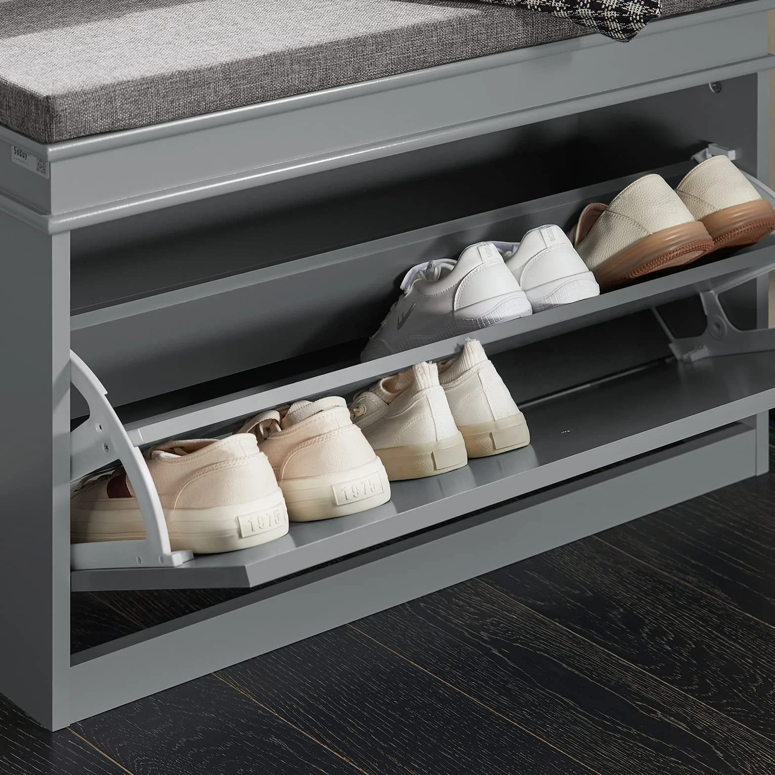 SoBuy FSR82-L-HG Szafka na Buty Ławka z Siedziskiem Szary 24x75x51cm