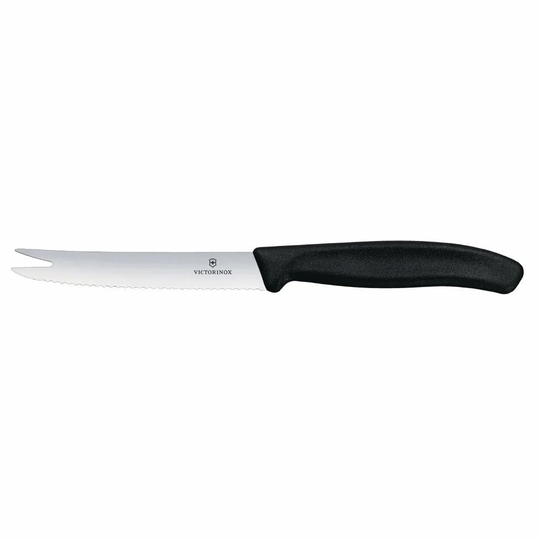 Victorinox Swiss Classic nóż do sera i kiełbasy, ostrze faliste, czarny