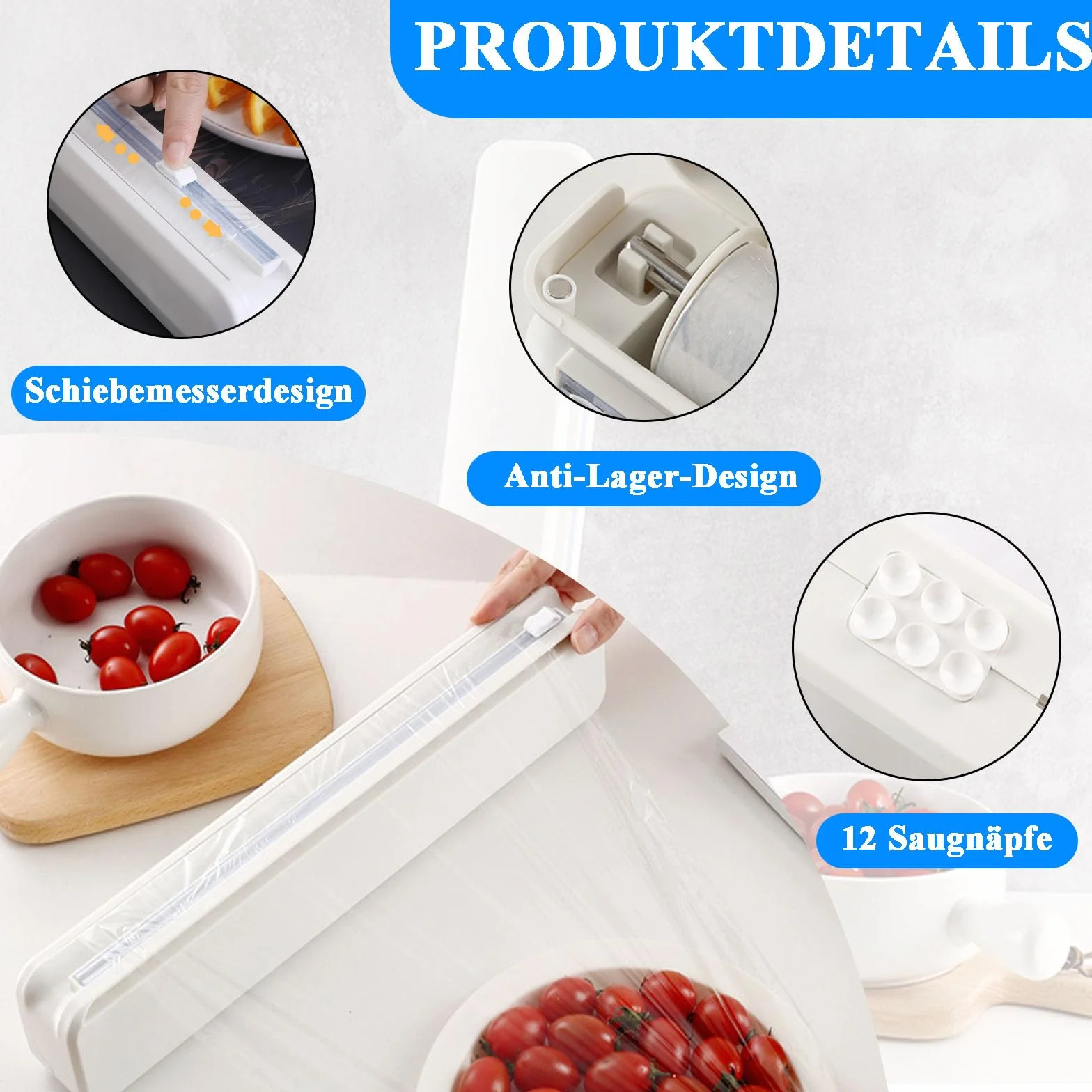 Gourmet 2 przecinarki do folii, dozownik folii z tworzywa sztucznego z przesuwnym nożem, krajalnica do folii spożywczej do kuchni, do folii spożywczej o długości ≤ 32 x 4,5 cm