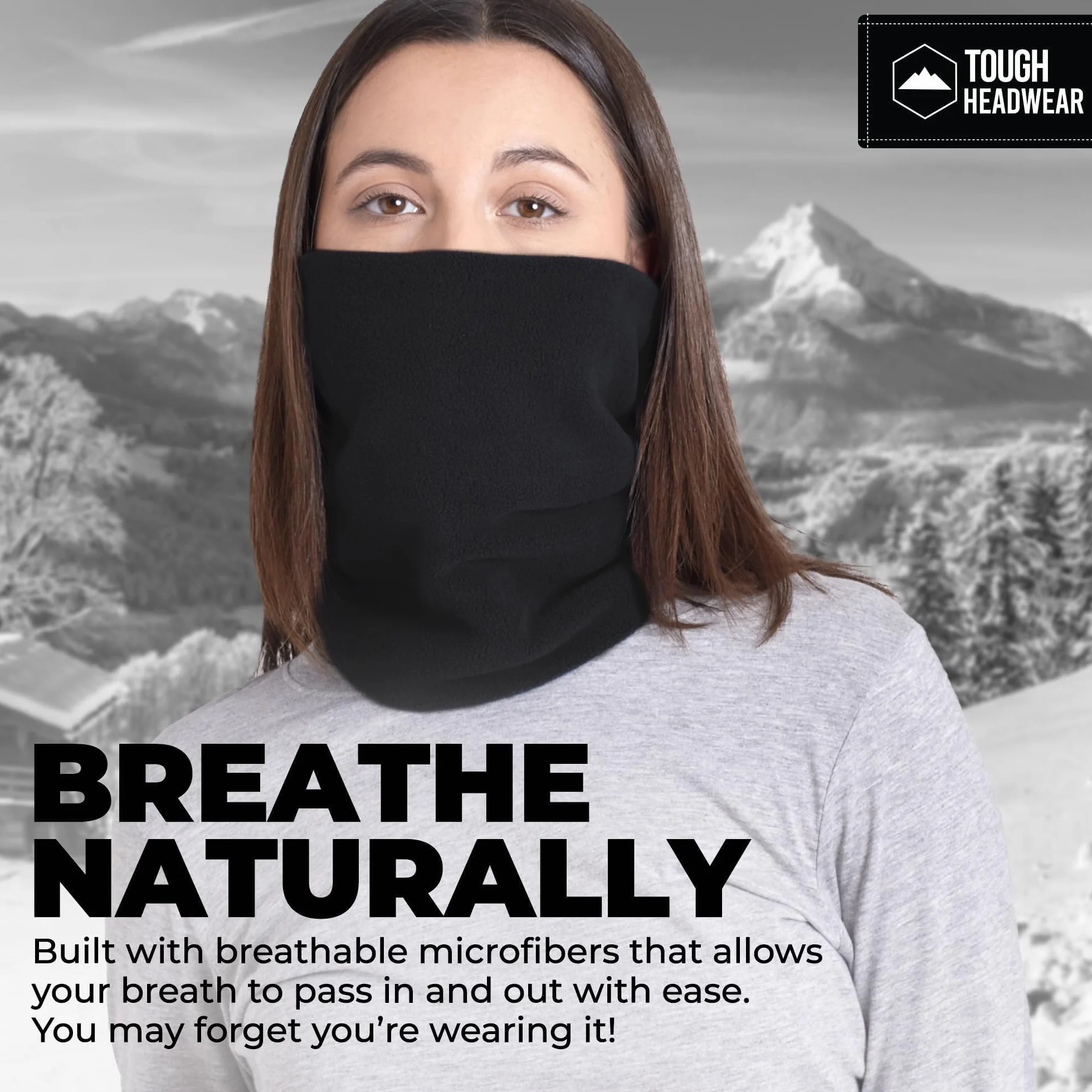Tough Headwear Zimowy ocieplacz na szyję, ciepłe polarowe ocieplacze na szyję dla mężczyzn i kobiet, komin narciarski maska na twarz na zimną pogodę, szalik na szyję