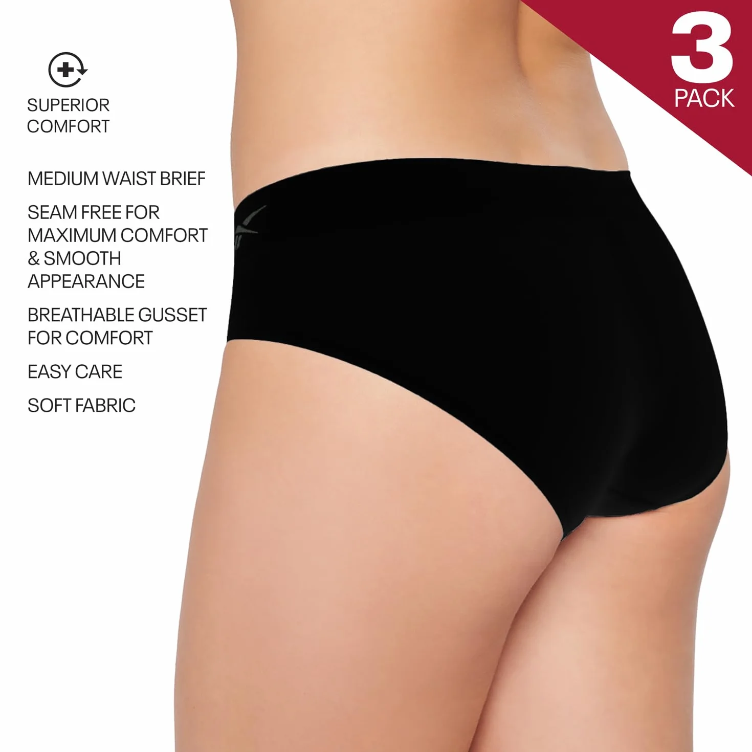 Reebok Figi damskie Raina (3 sztuki), Czarny, L