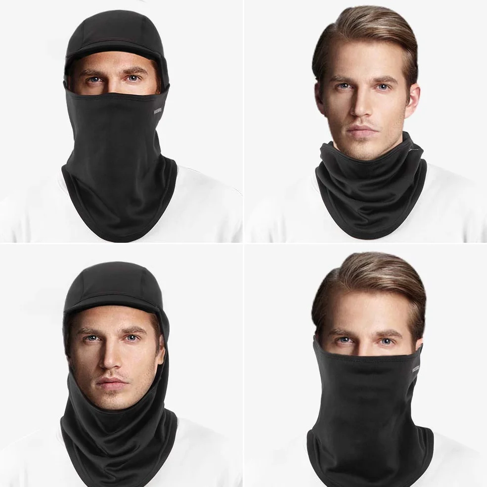 ROCKBROS Zimowa Kominiarka Balaclava Damska Męska Ciepła Kominiarka z Rondem Maska Rowerowa Czarna