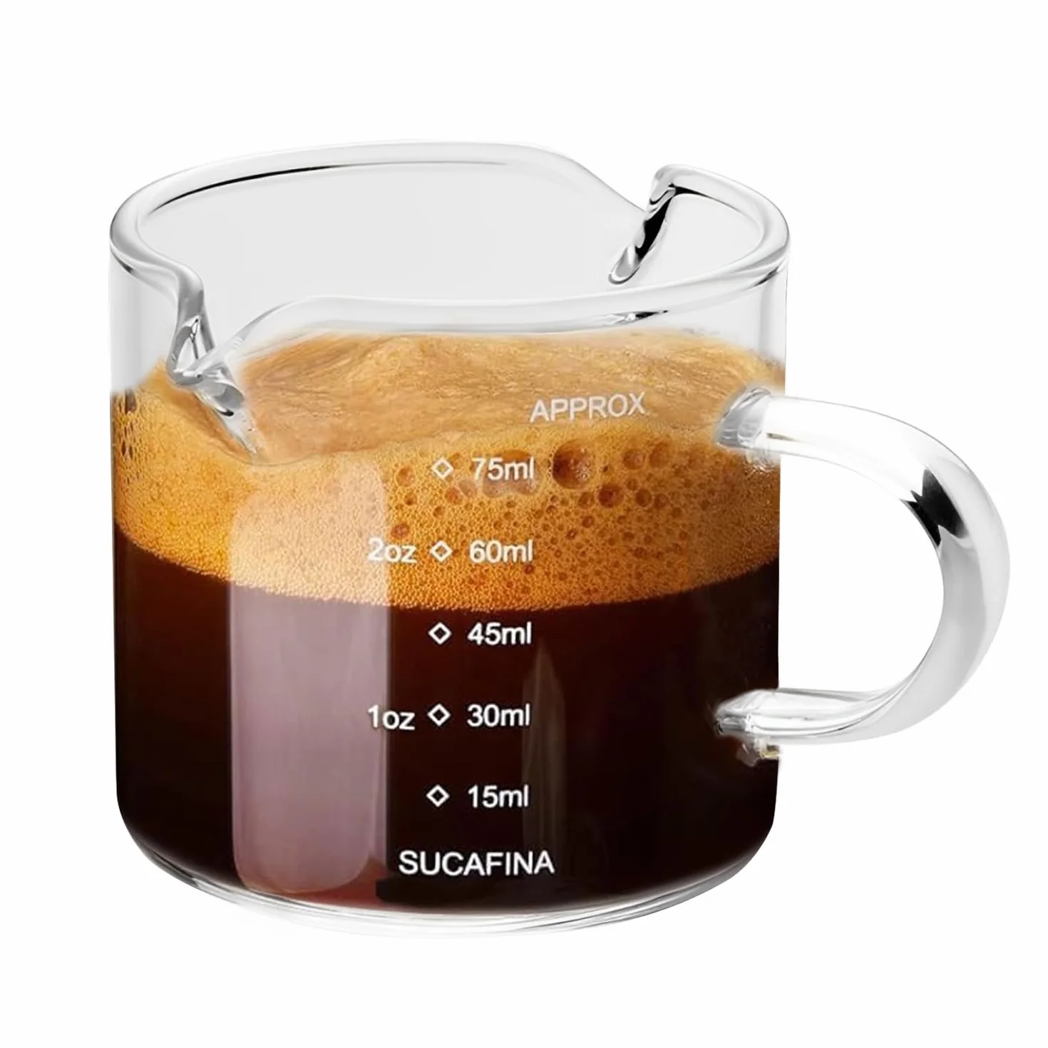LATRAT szklany kubek z miarką 100 ml do mleka, kawy, espresso