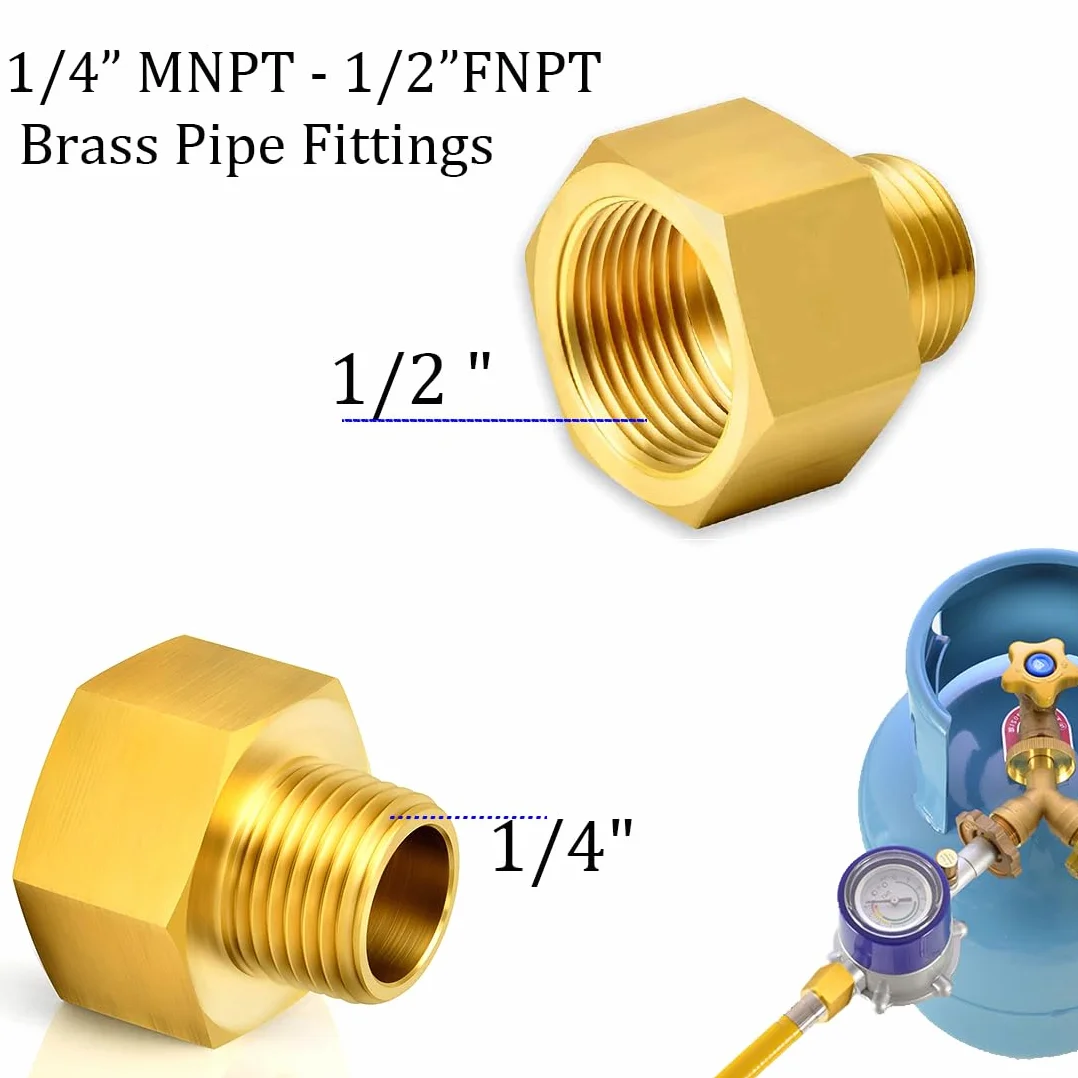 Adapter gazowy 1/2" Ig x 1/4" Ag, miedziany, do złącza węża