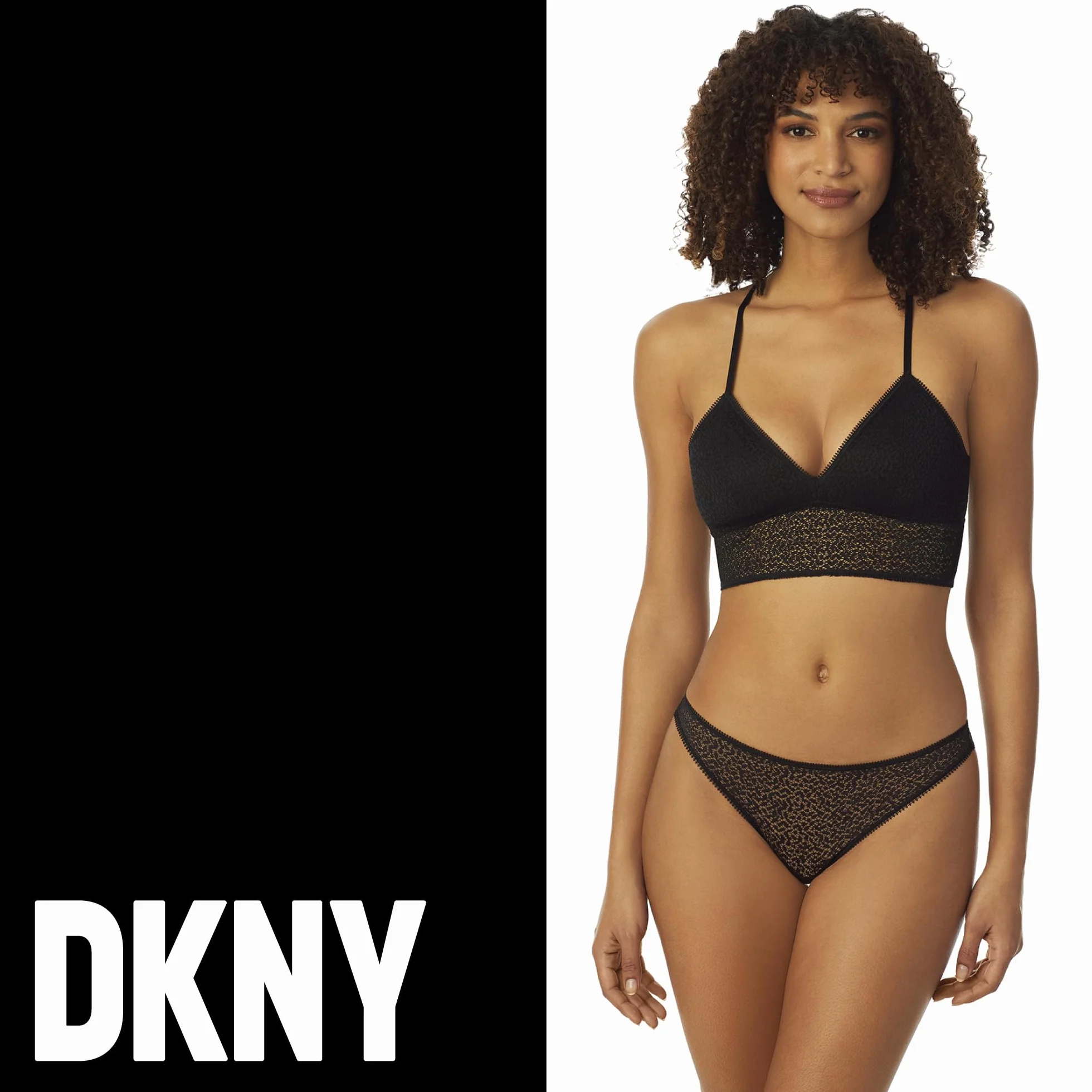 DKNY Damski nowoczesny koronkowy biustonosz typu Racerback Longline Bralette