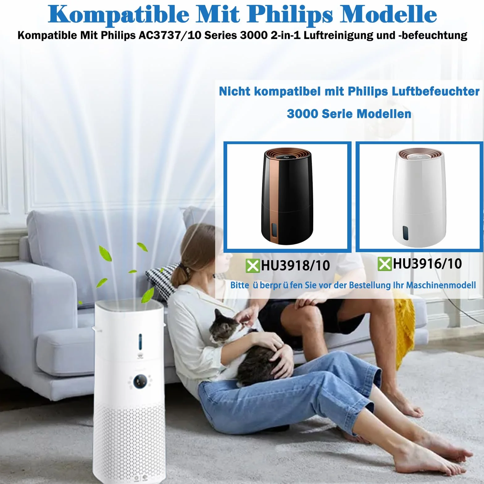 Filtr zamienny HEPA FY3455 do oczyszczacza powietrza Philips AC3737/10 2 w 1, 2 sztuki