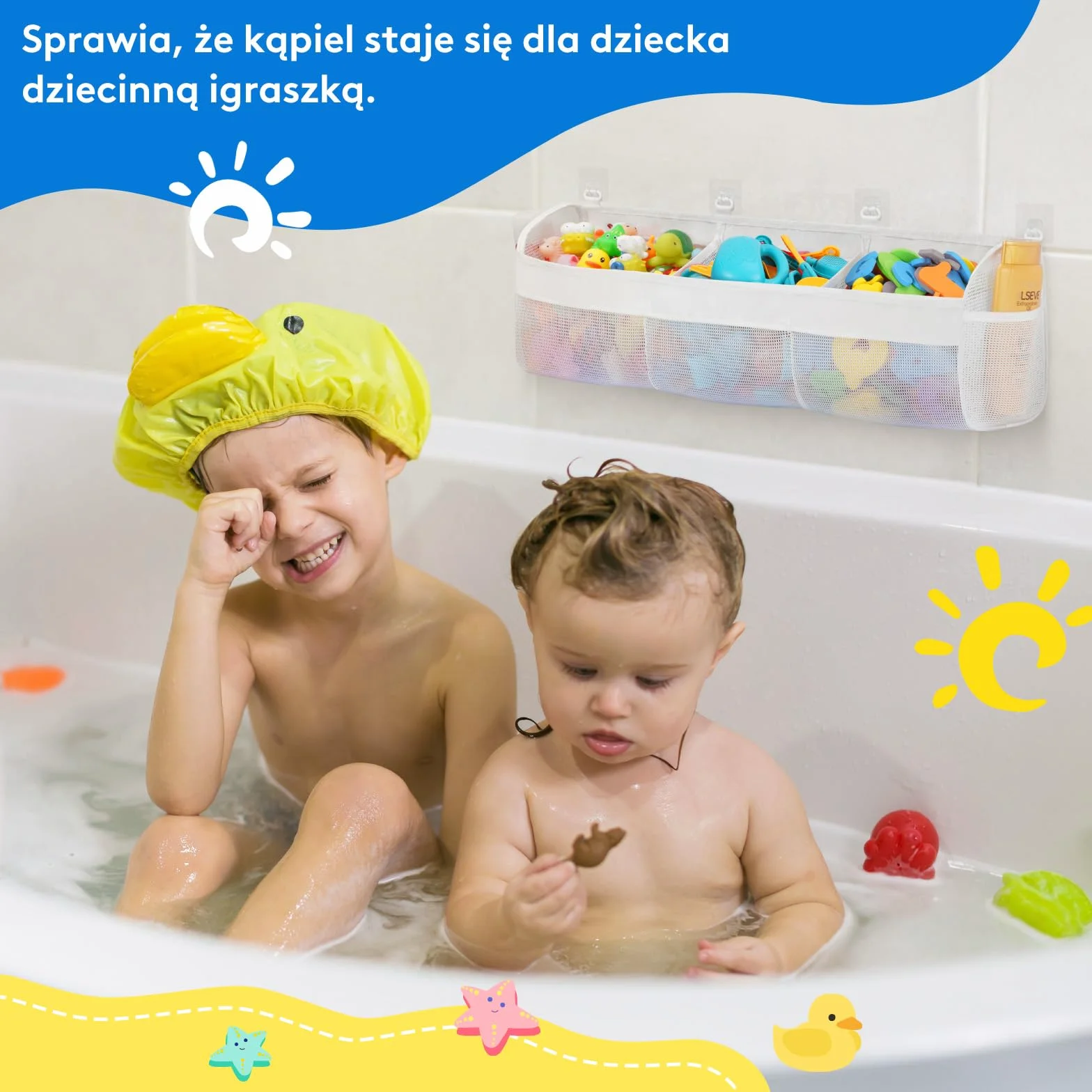 Lifewit 3-komorowy organizer naścienny na zabawki z 4 haczykami