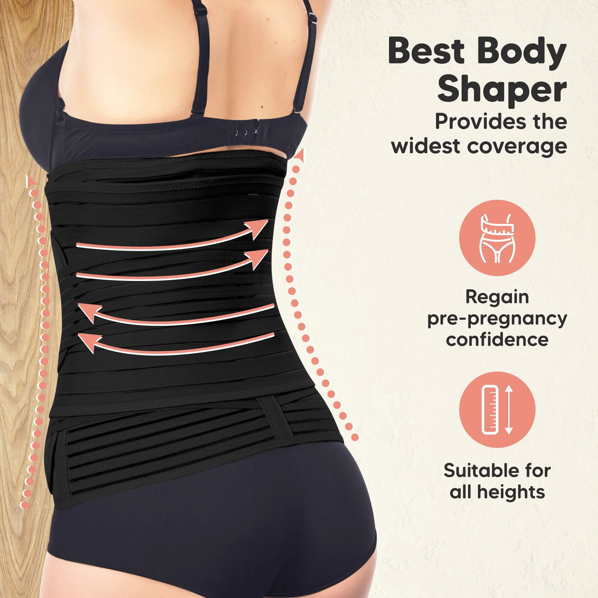Opakowanie 3 w 1 - pas poporodowy, pas dla kobiet w ciąży - pasy damskie modelujące sylwetkę - pas shapewear One Size Czarny (Midnight Black)