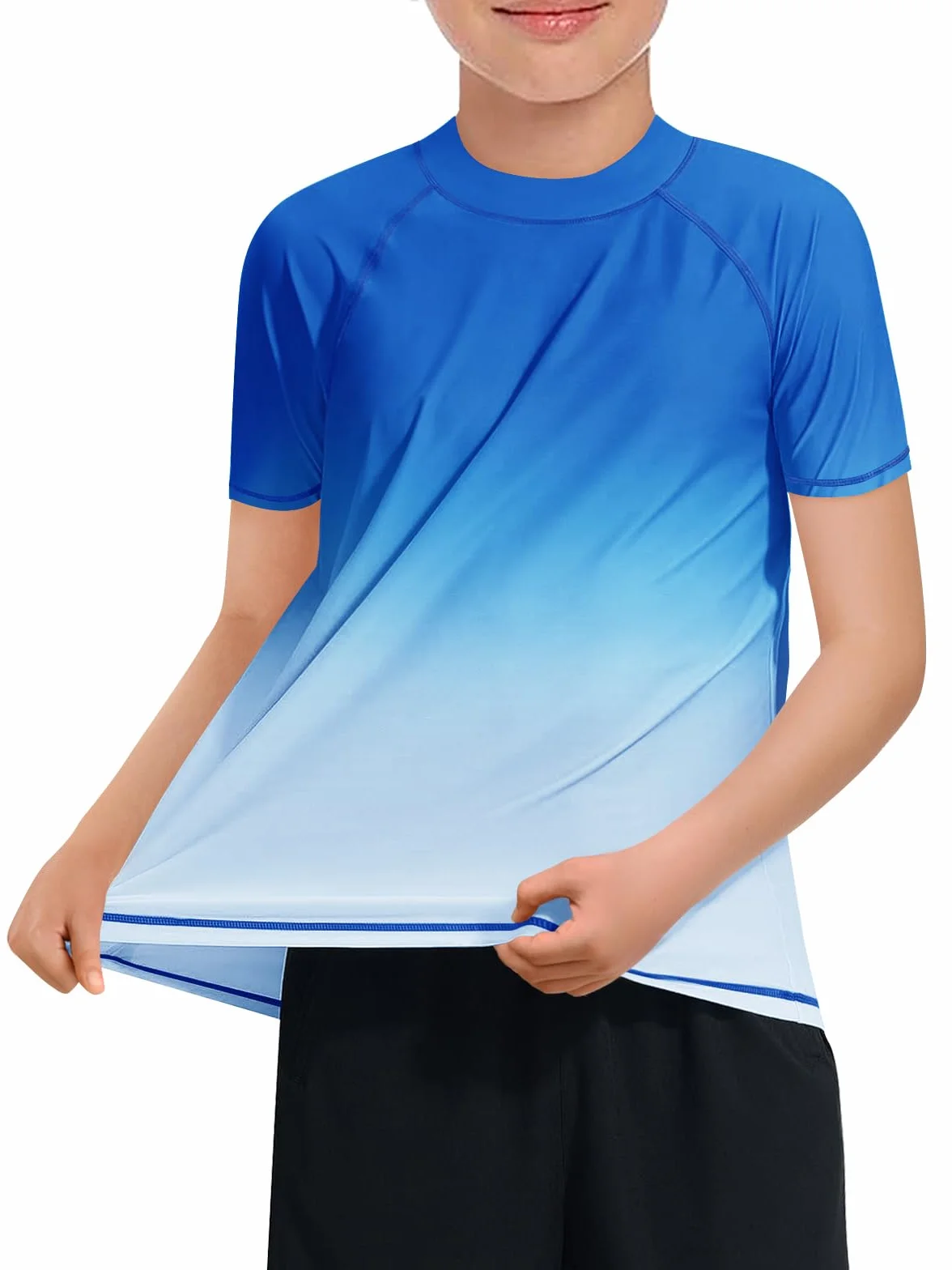 Haloumoning Koszulka kąpielowa chłopięca z krótkim rękawem koszulka do pływania dla dzieci szybkoschnący kostium kąpielowy t-shirt