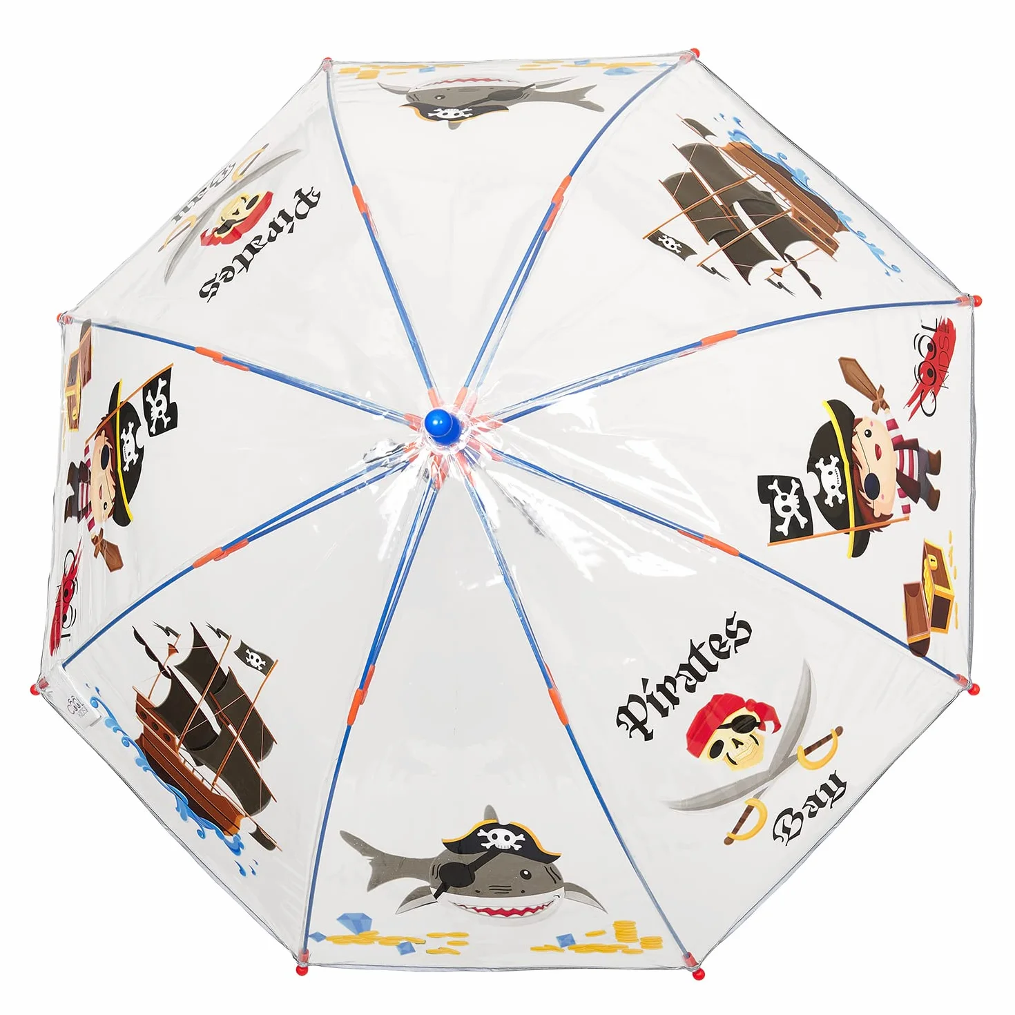 Parasol Przezroczysty Kopułowy Dzieci 3 4 5 Lat - Wiatroodporny z Odblaskowymi Detalami Chłopców i Dziewcząt - Długi Parasol Manualny System - Średnica 64 cm PERLETTI