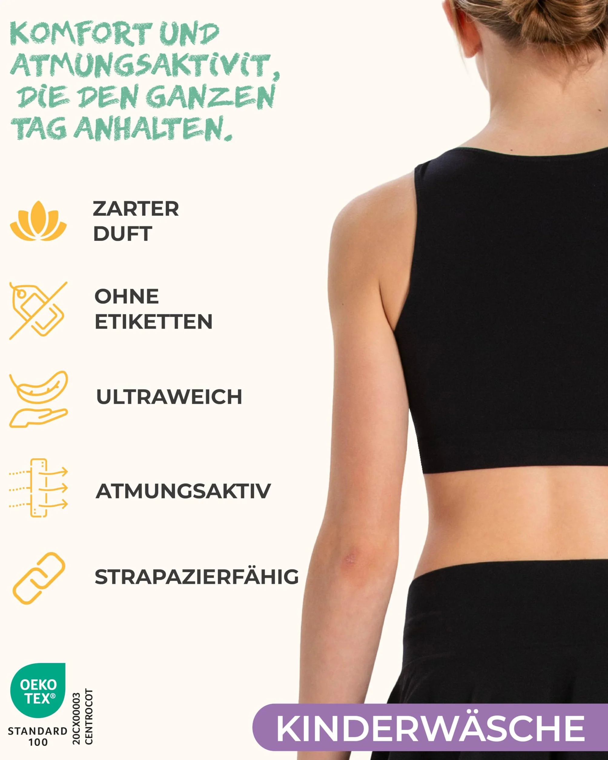 Risalti 3-częściowy amerykański top dziewczęcy z mikrofibry, bezszwowy top dla dziewcząt, sportowy top, sportowy biustonosz, bezszwowe bransoletki, wyprodukowane we Włoszech