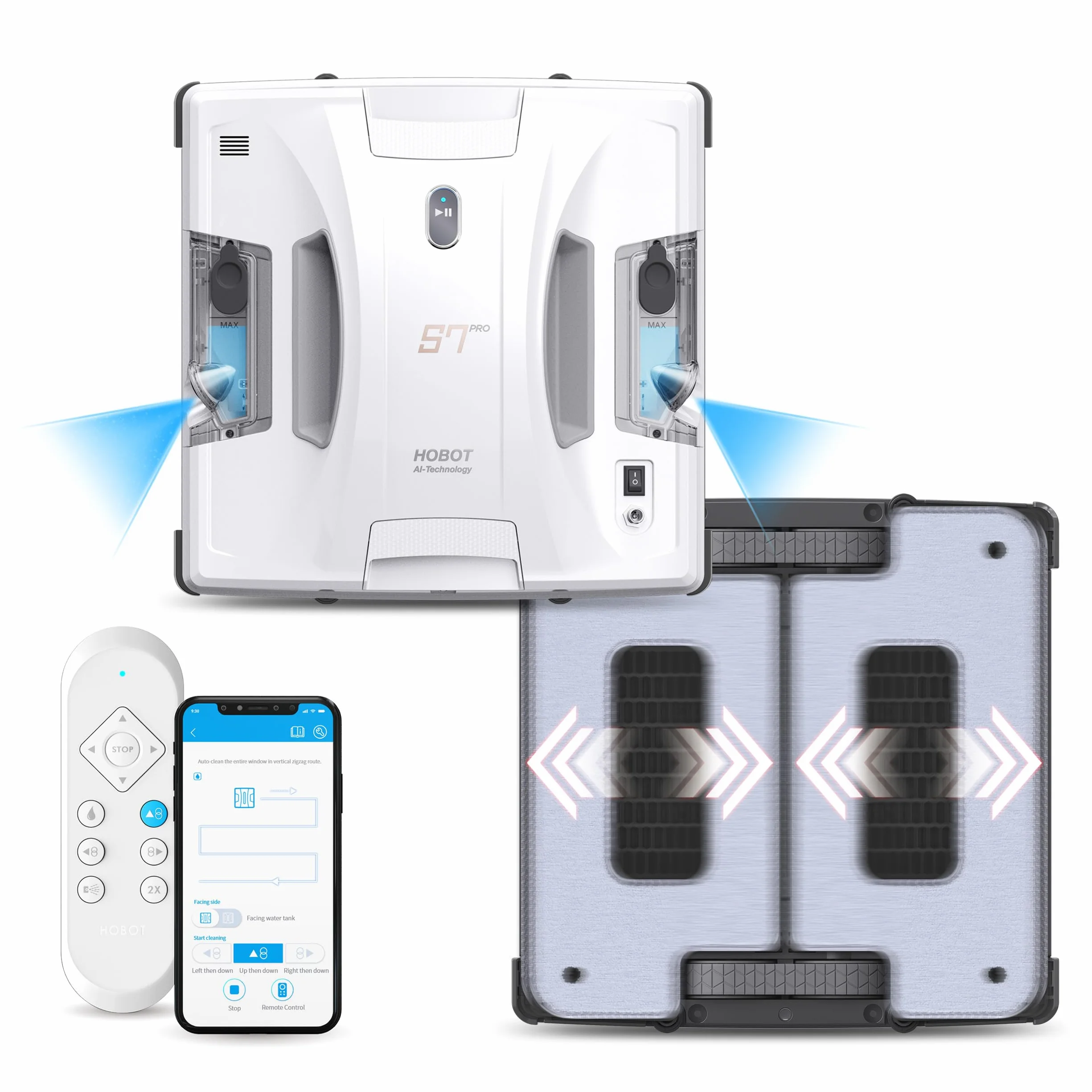 SMARTBOT HOBOT-S7 PRO Automatyczna myjka do szyb z podwójnym mopem, sterowaniem aplikacją i głosem