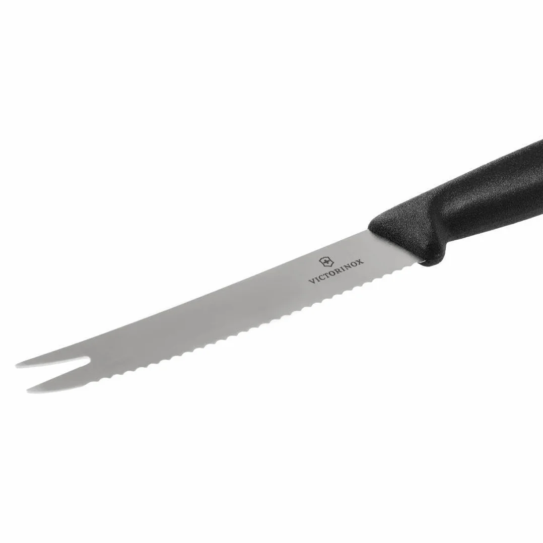 Victorinox Swiss Classic nóż do sera i kiełbasy, ostrze faliste, czarny